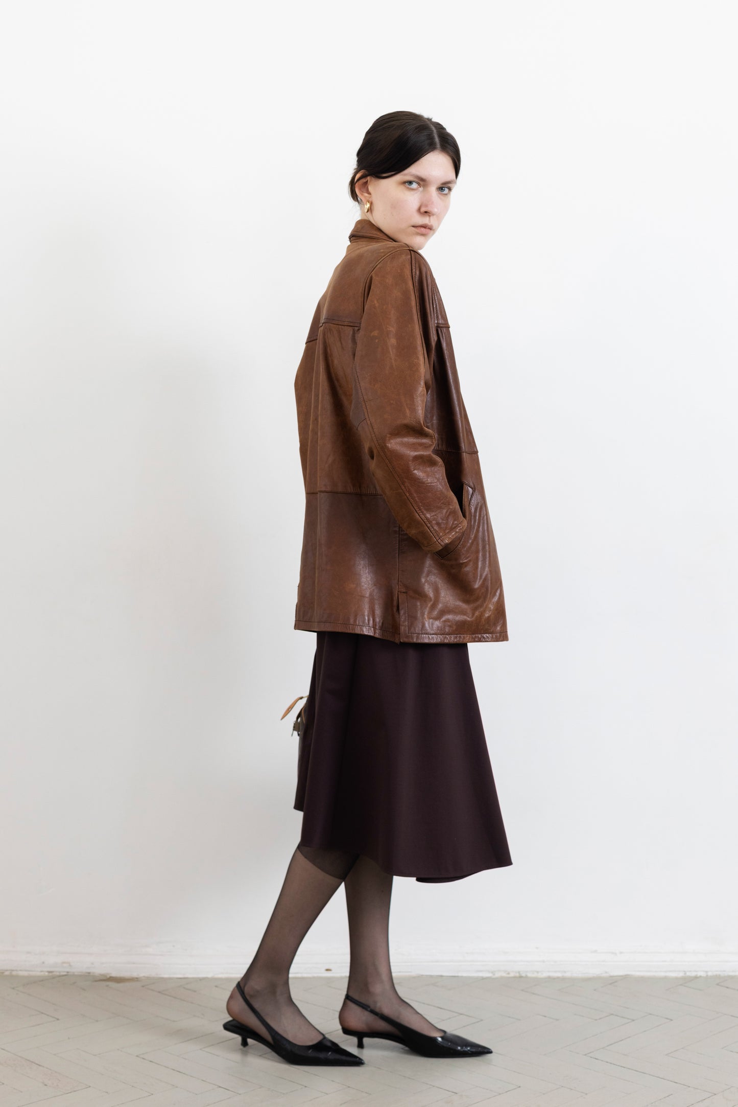 Vintage Brown Aged Leather Jacket