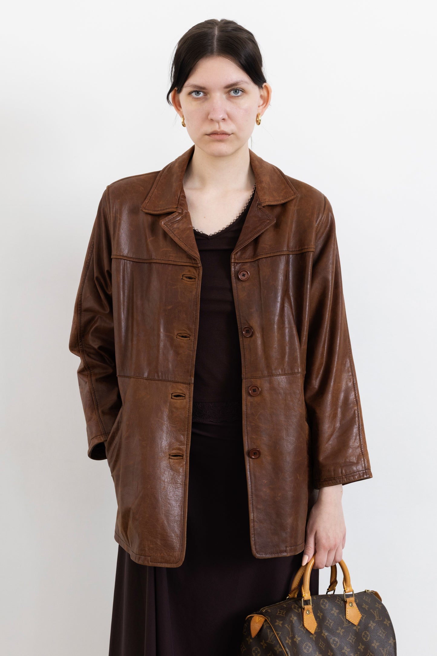 Vintage Brown Aged Leather Jacket
