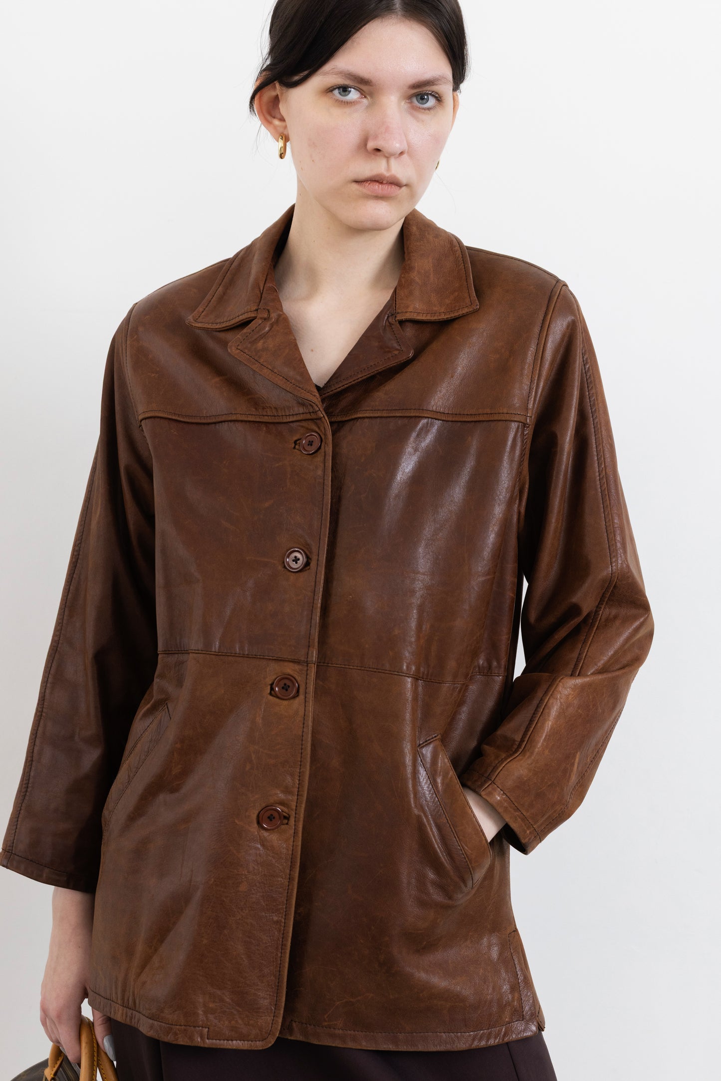 Vintage Brown Aged Leather Jacket