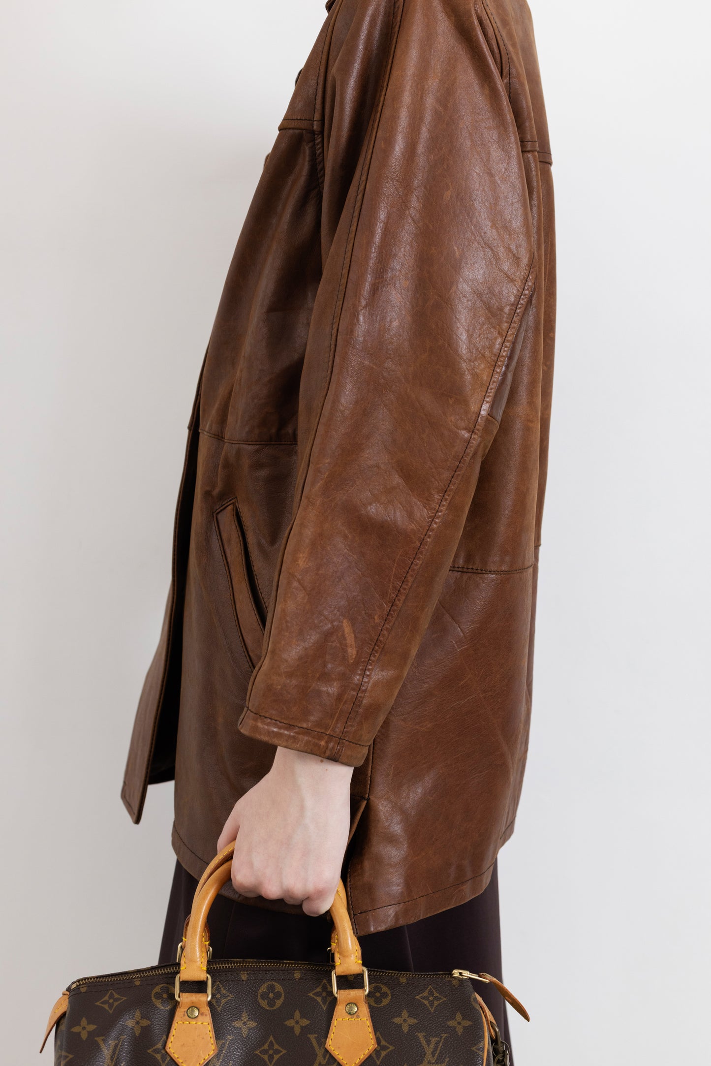 Vintage Brown Aged Leather Jacket