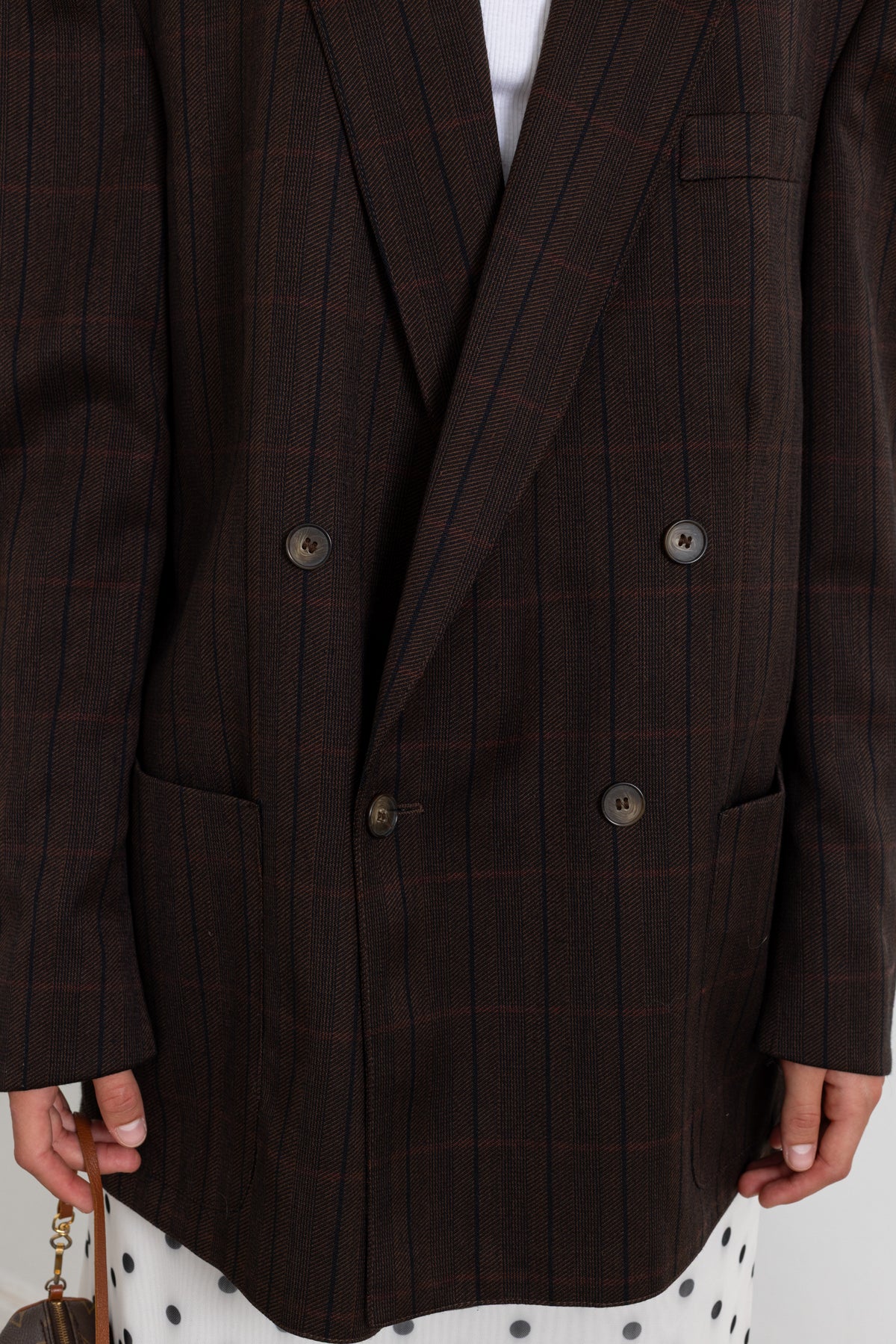 Vintage Brown Striped Wool Blazer