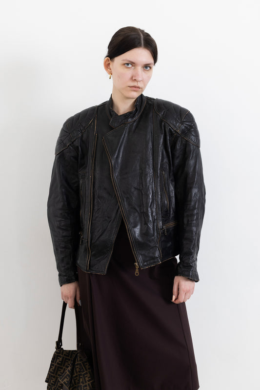 Vintage Brown Biker Worn-In Leather Jacket