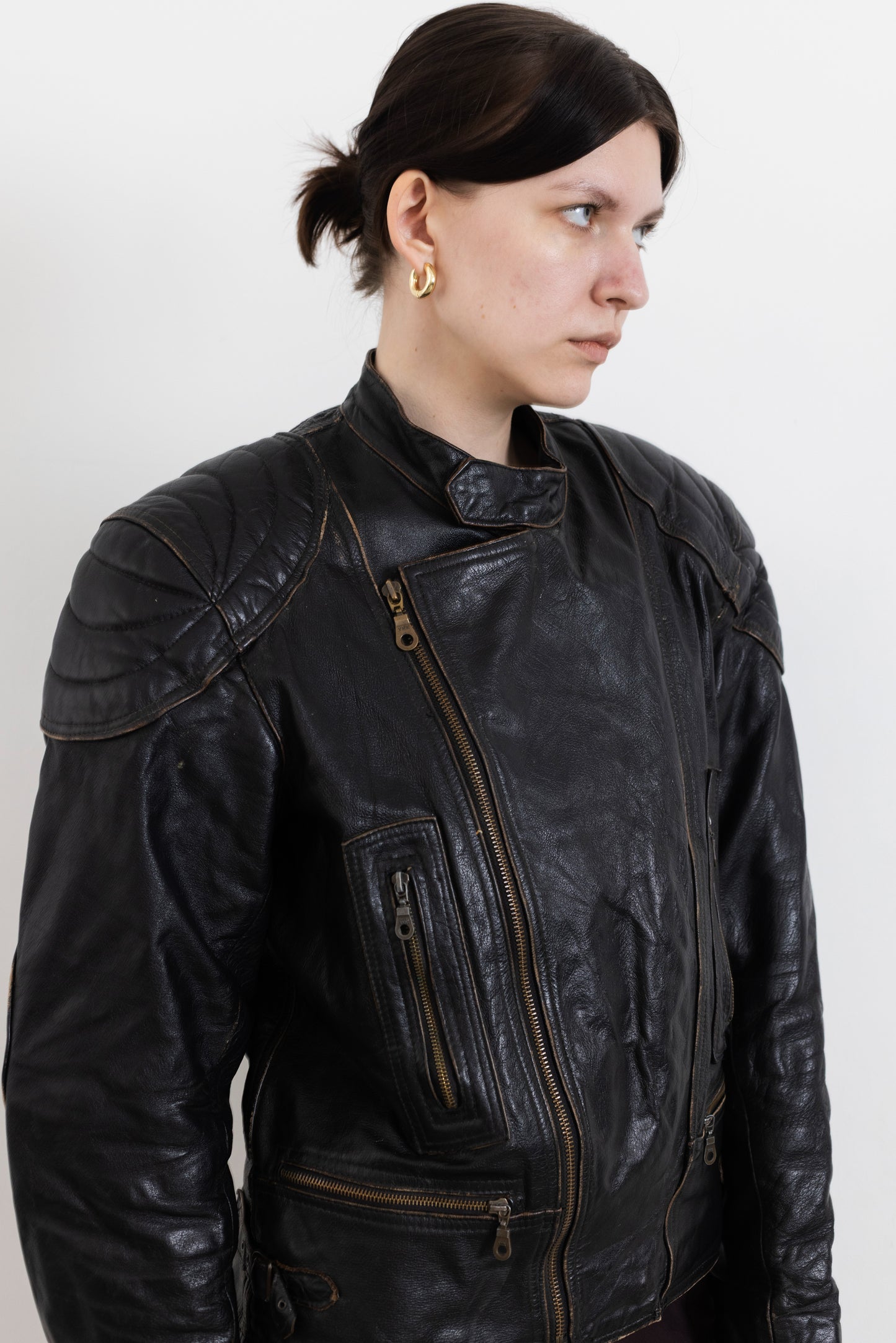 Vintage Brown Biker Worn-In Leather Jacket
