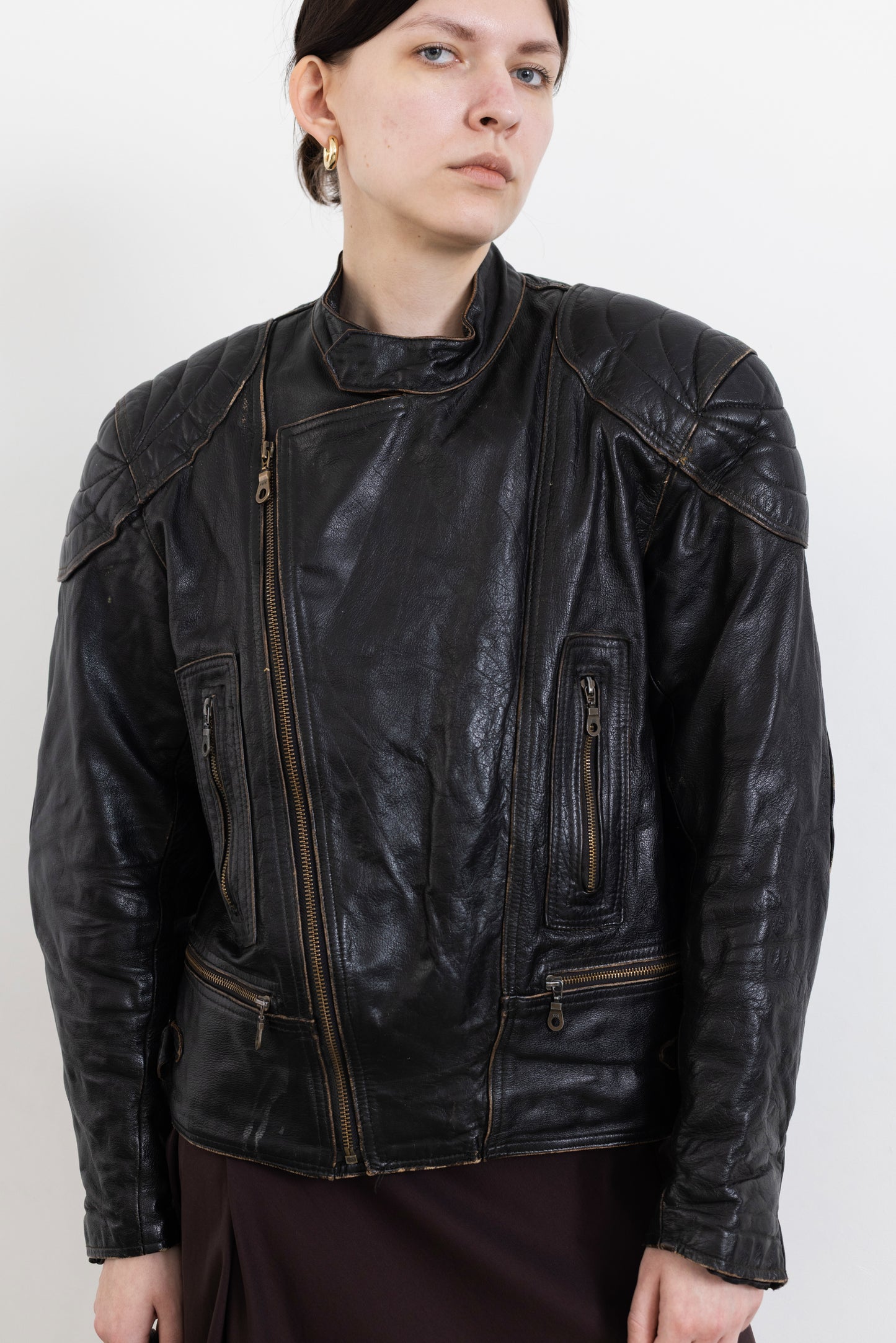 Vintage Brown Biker Worn-In Leather Jacket