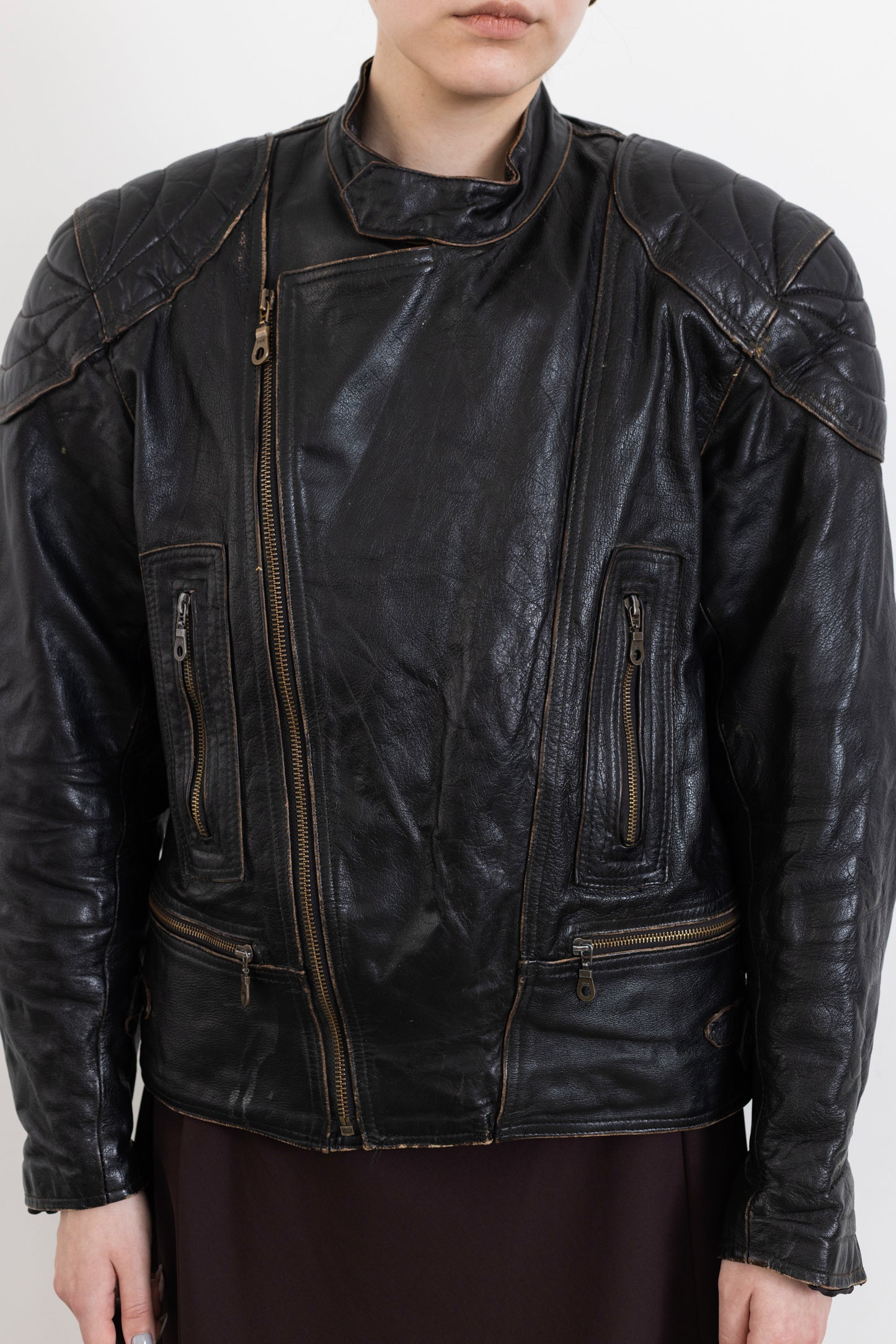 Vintage Brown Biker Worn-In Leather Jacket