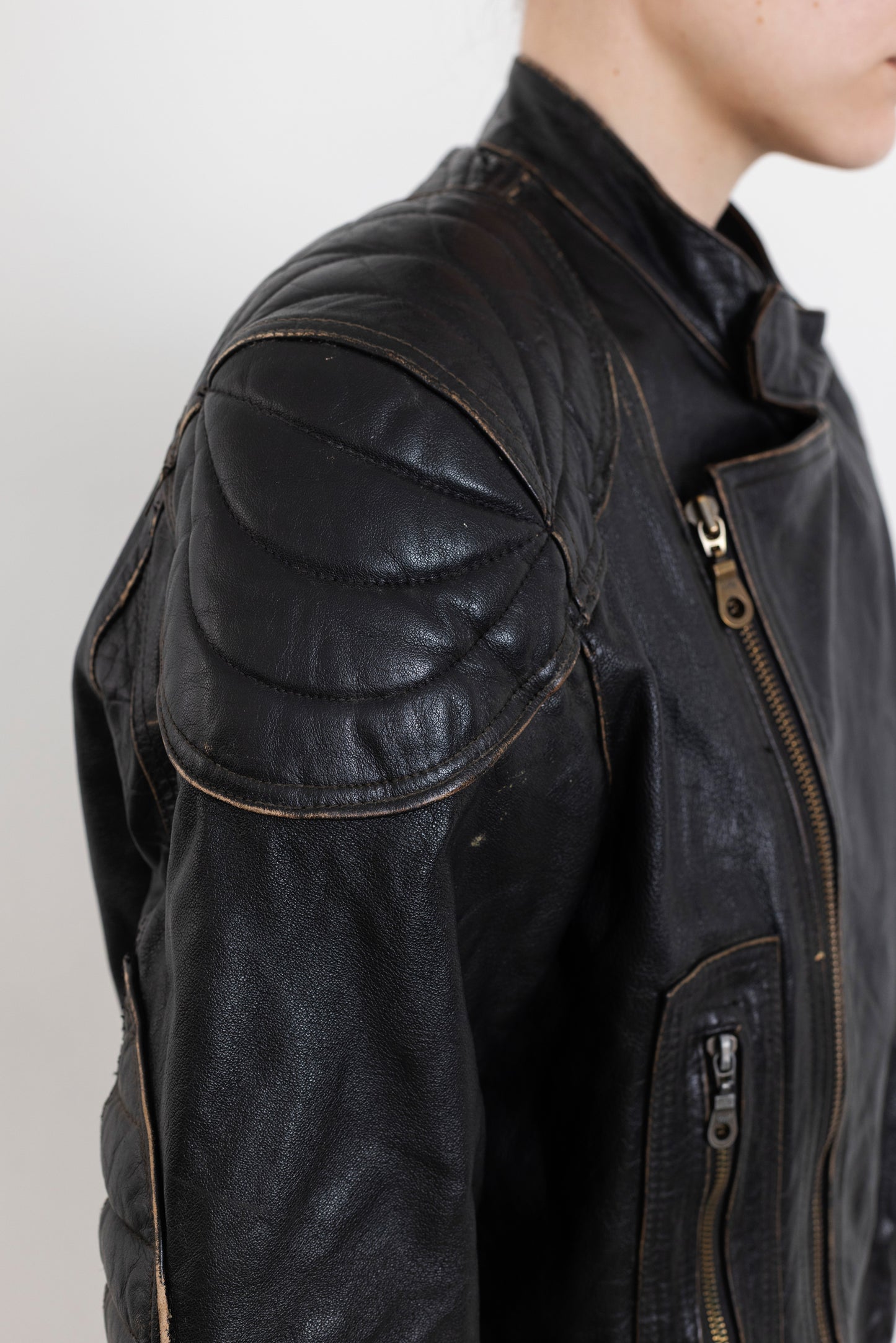 Vintage Brown Biker Worn-In Leather Jacket