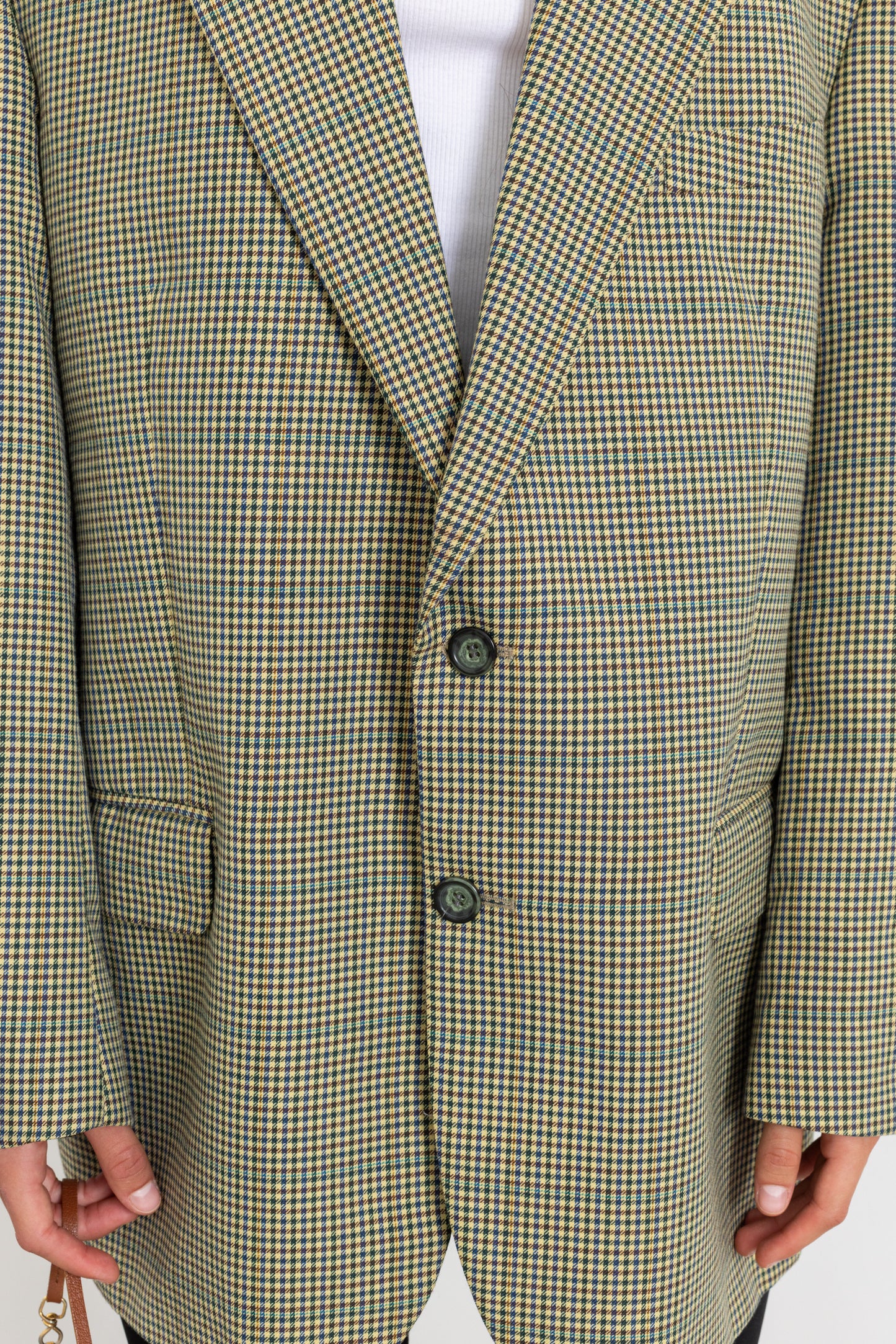 Vintage Butter Yellow Houndstooth Wool Blazer
