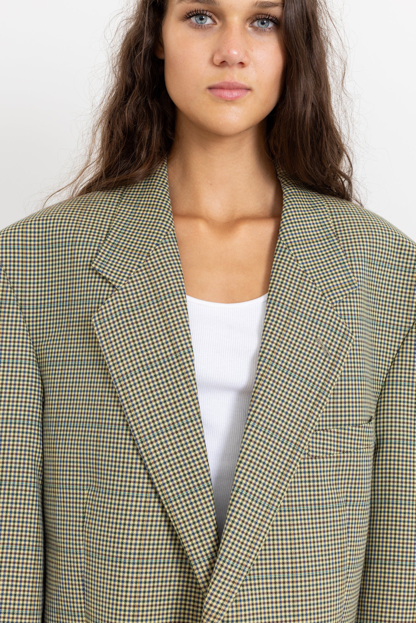 Vintage Butter Yellow Houndstooth Wool Blazer
