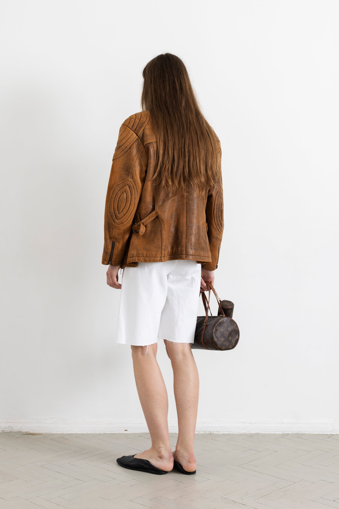 Vintage Brown Leather Biker Jacket