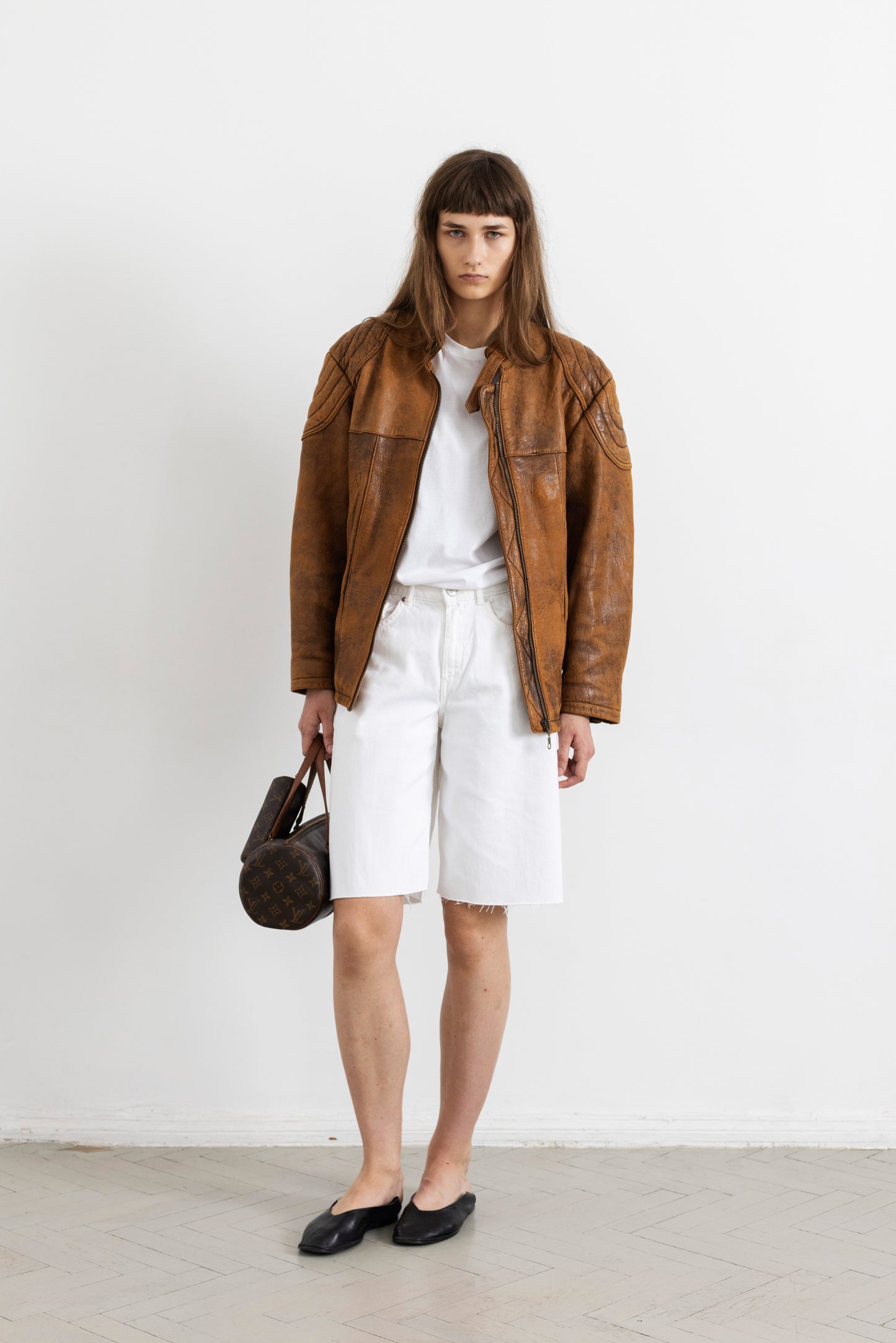 Vintage Brown Leather Biker Jacket