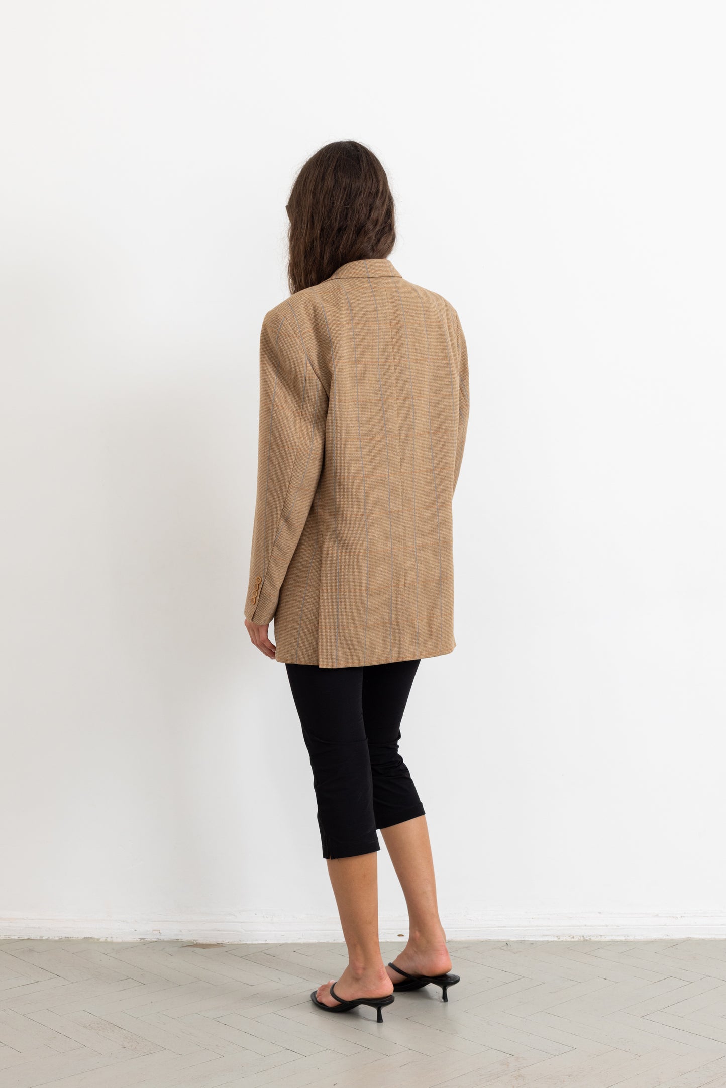 Vintage Guy Laroche Beige Plaid Wool Cotton Blazer