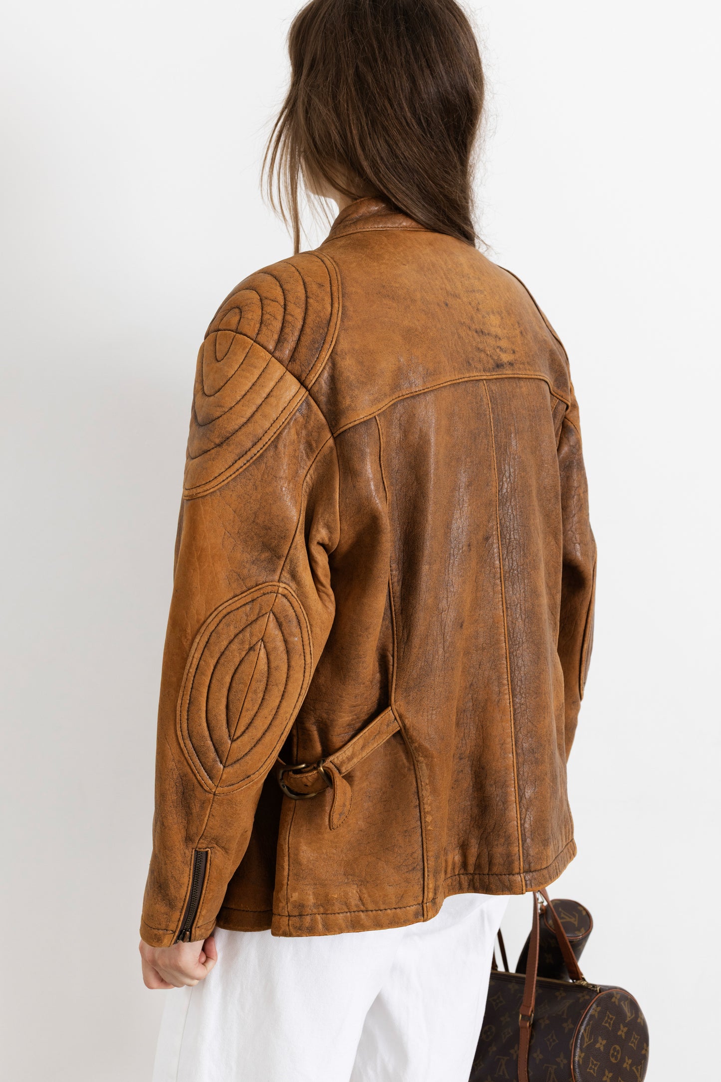 Vintage Brown Leather Biker Jacket