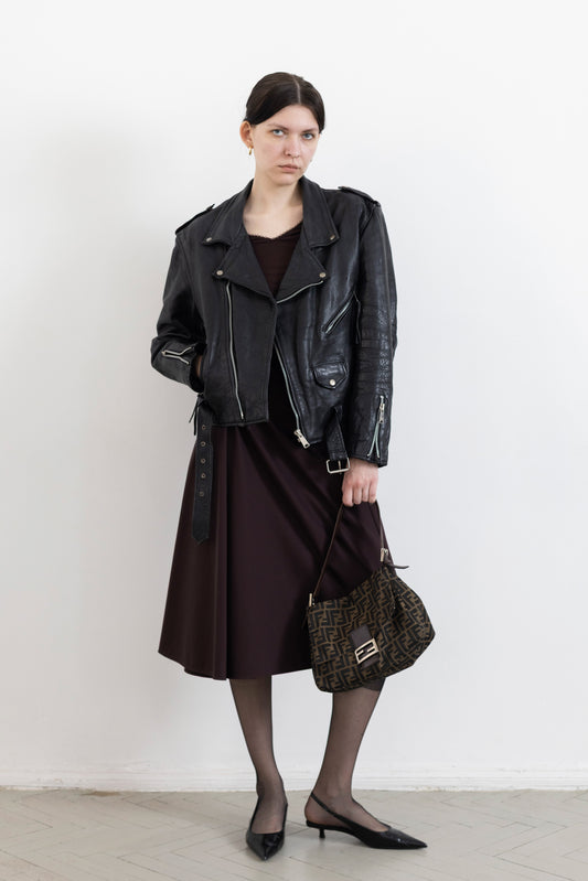 Vintage Black Biker Leather Jacket