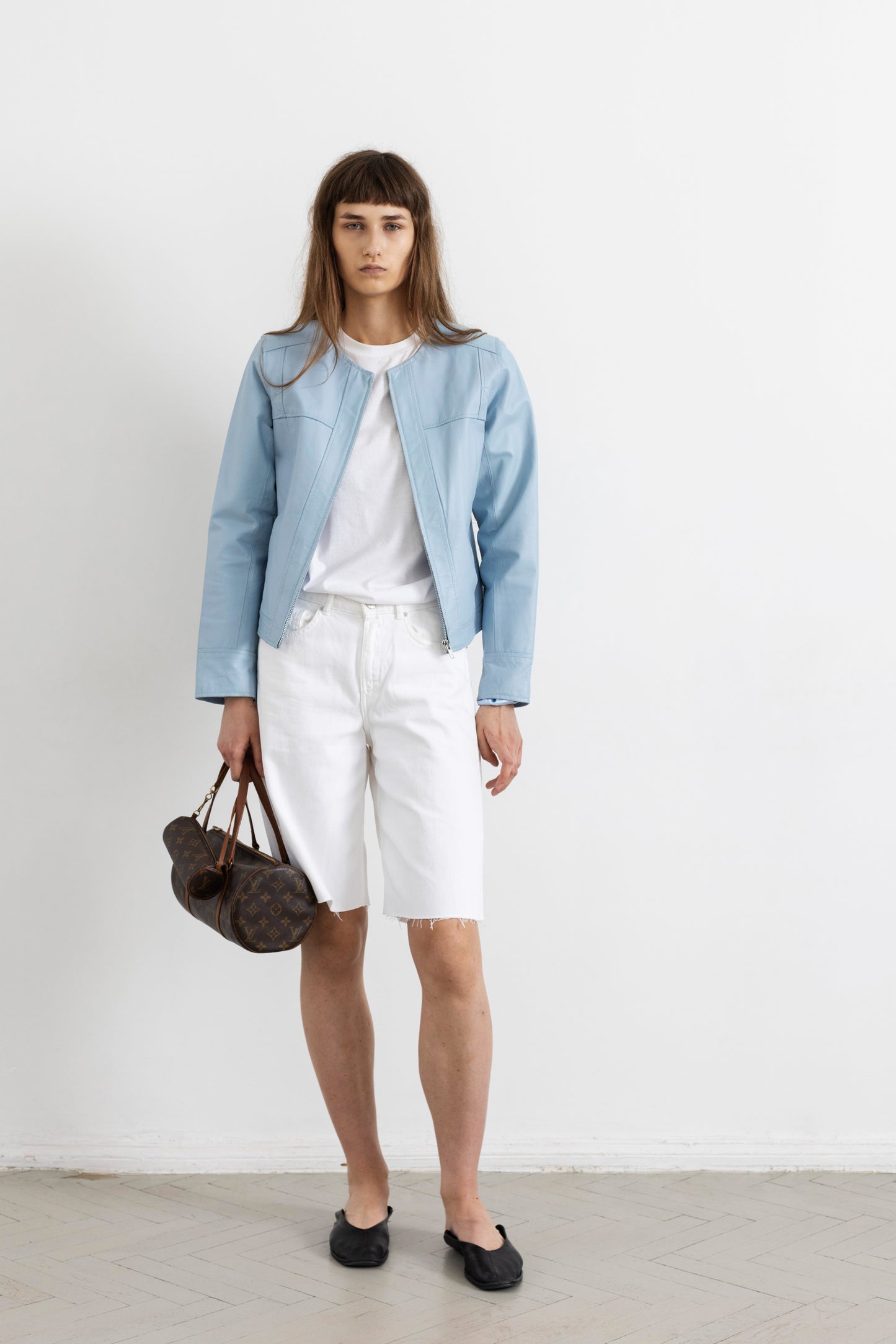 Vintage Baby Blue Leather Jacket