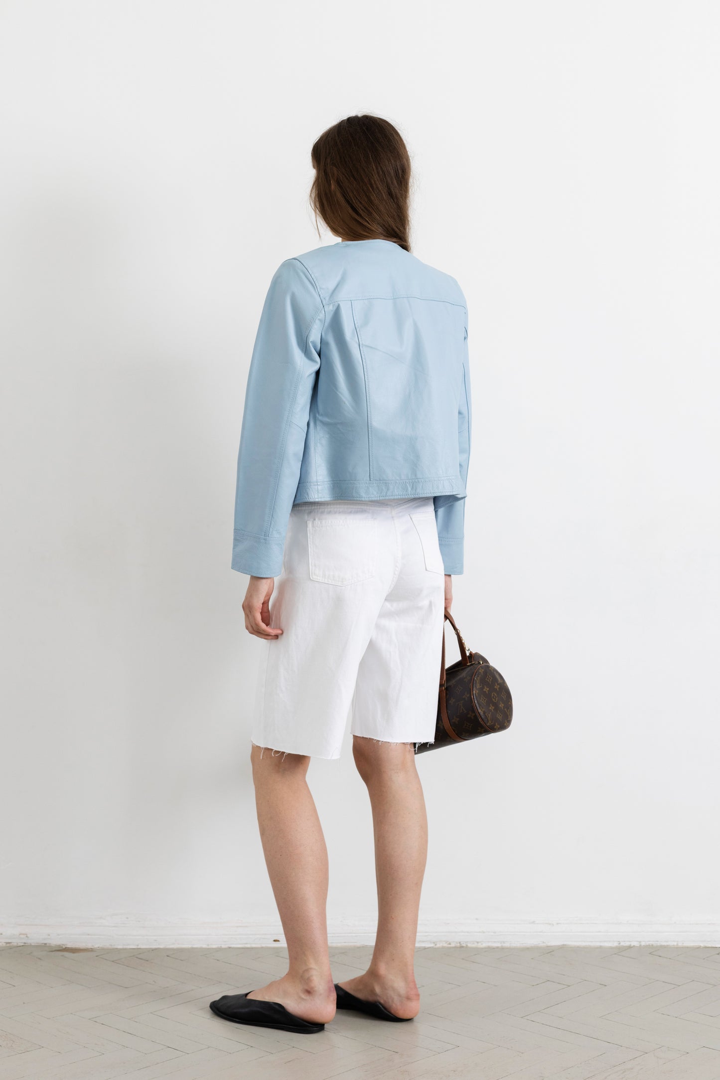 Vintage Baby Blue Leather Jacket