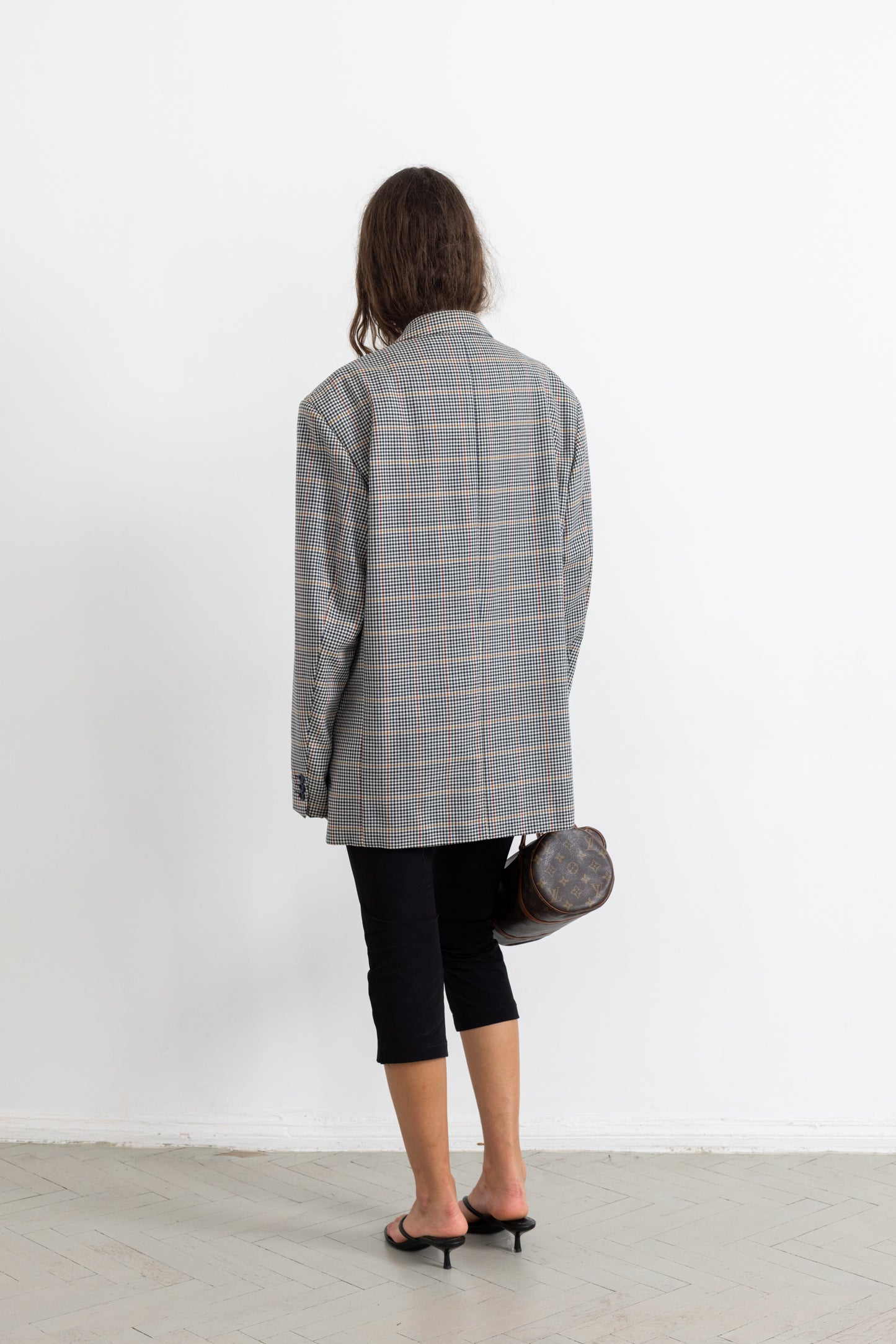 Vintage Grey Houndstooth 100% Wool Blazer
