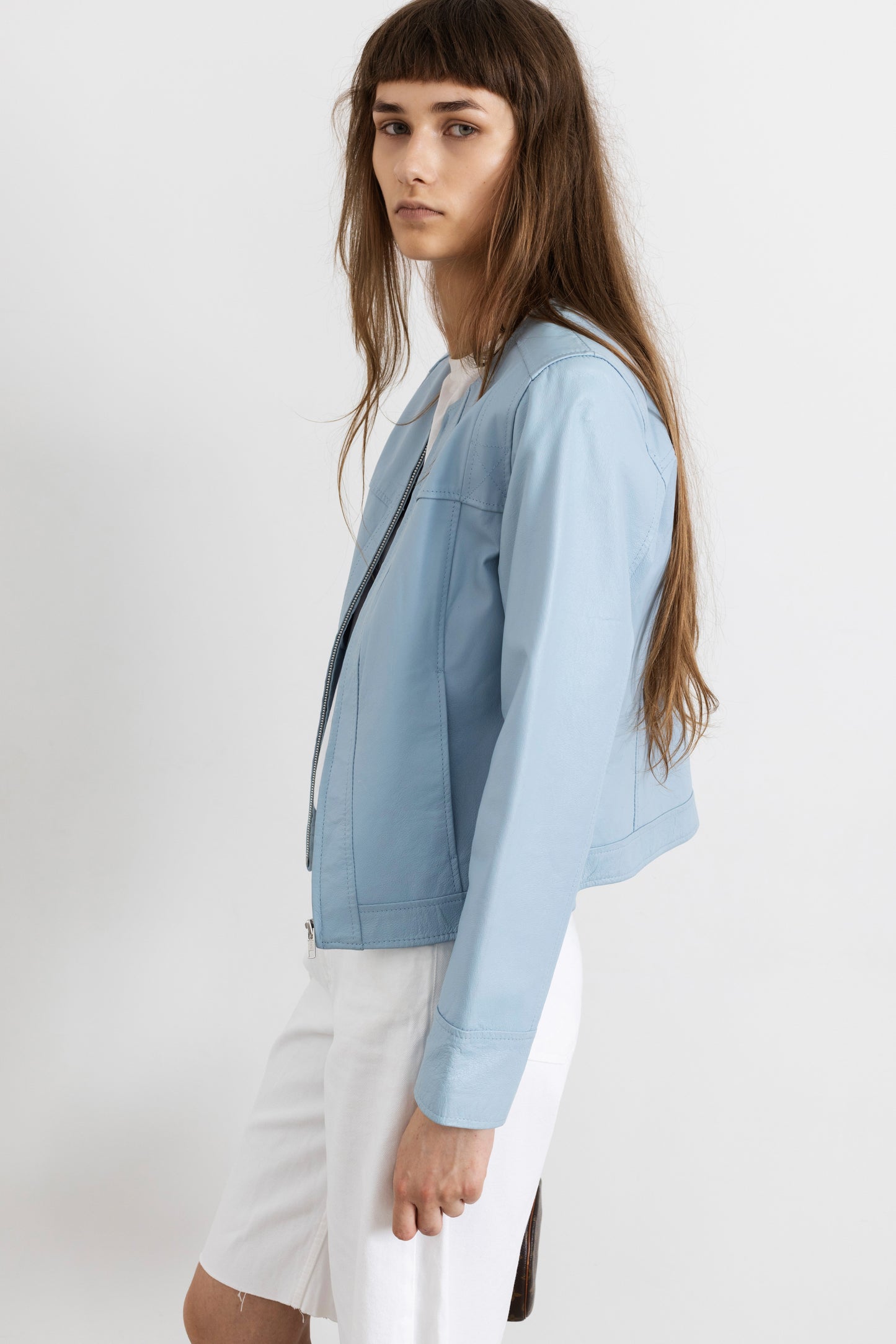 Vintage Baby Blue Leather Jacket