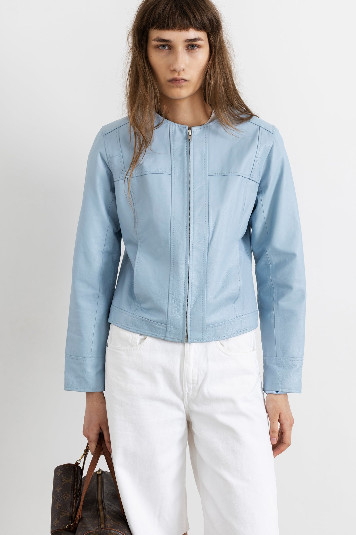 Vintage Baby Blue Leather Jacket