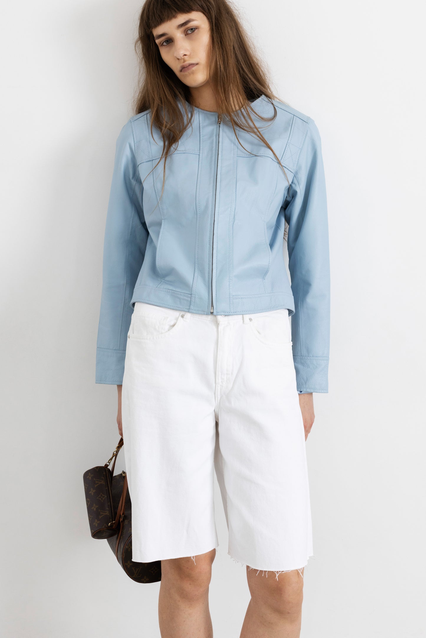 Vintage Baby Blue Leather Jacket