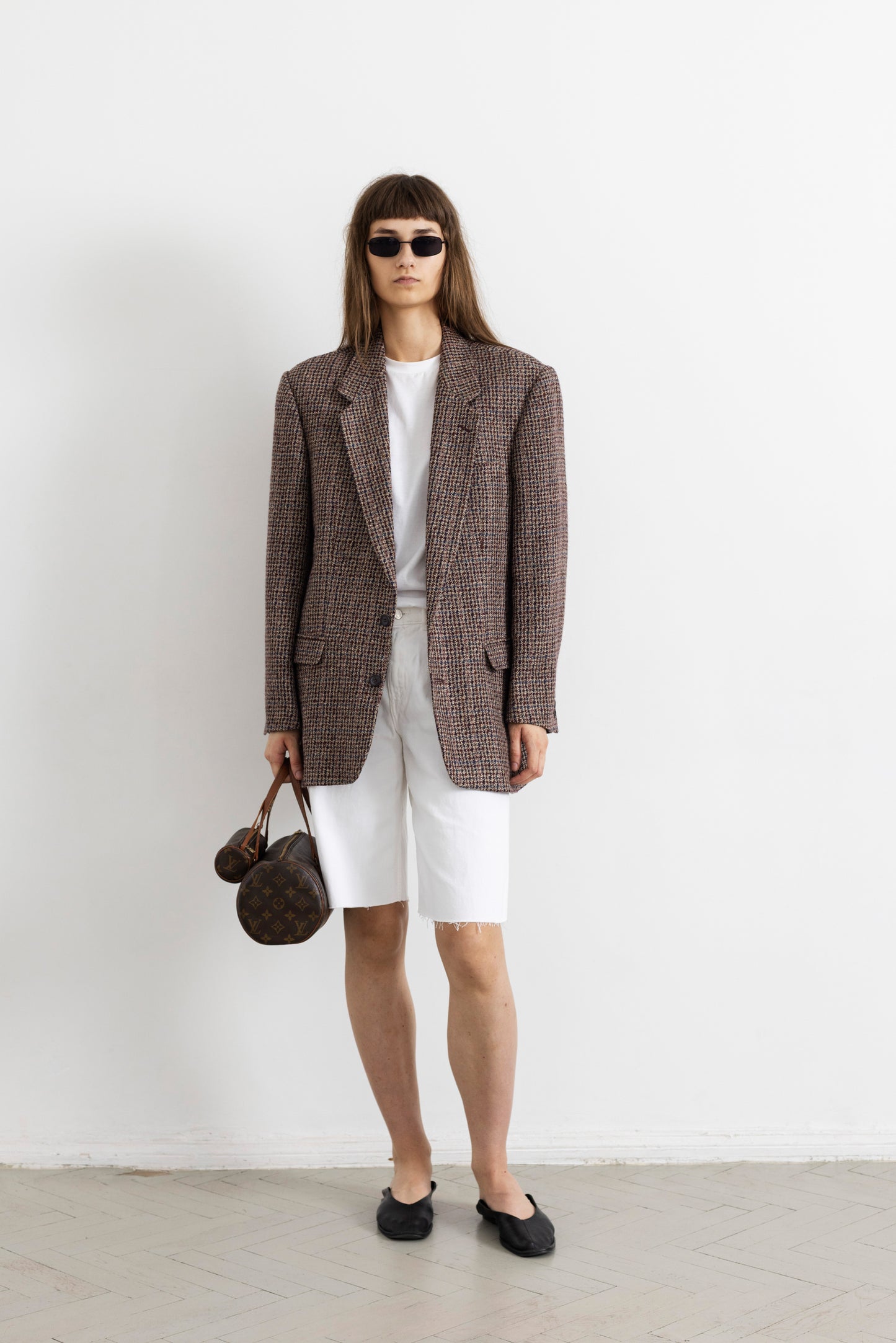Vintage Plum Houndstooth Wool Blazer