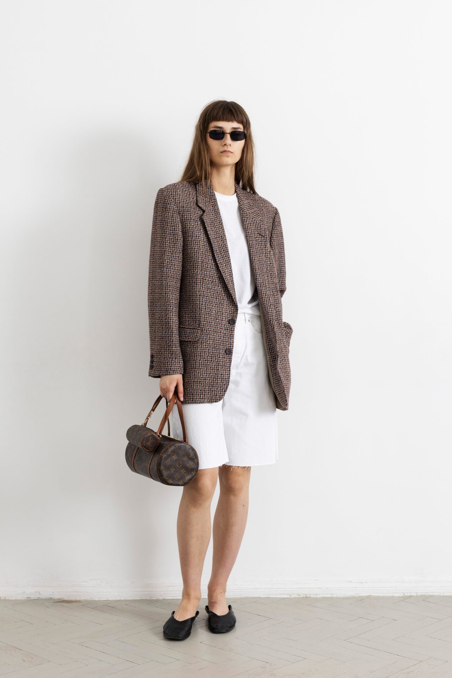 Vintage Plum Houndstooth Wool Blazer