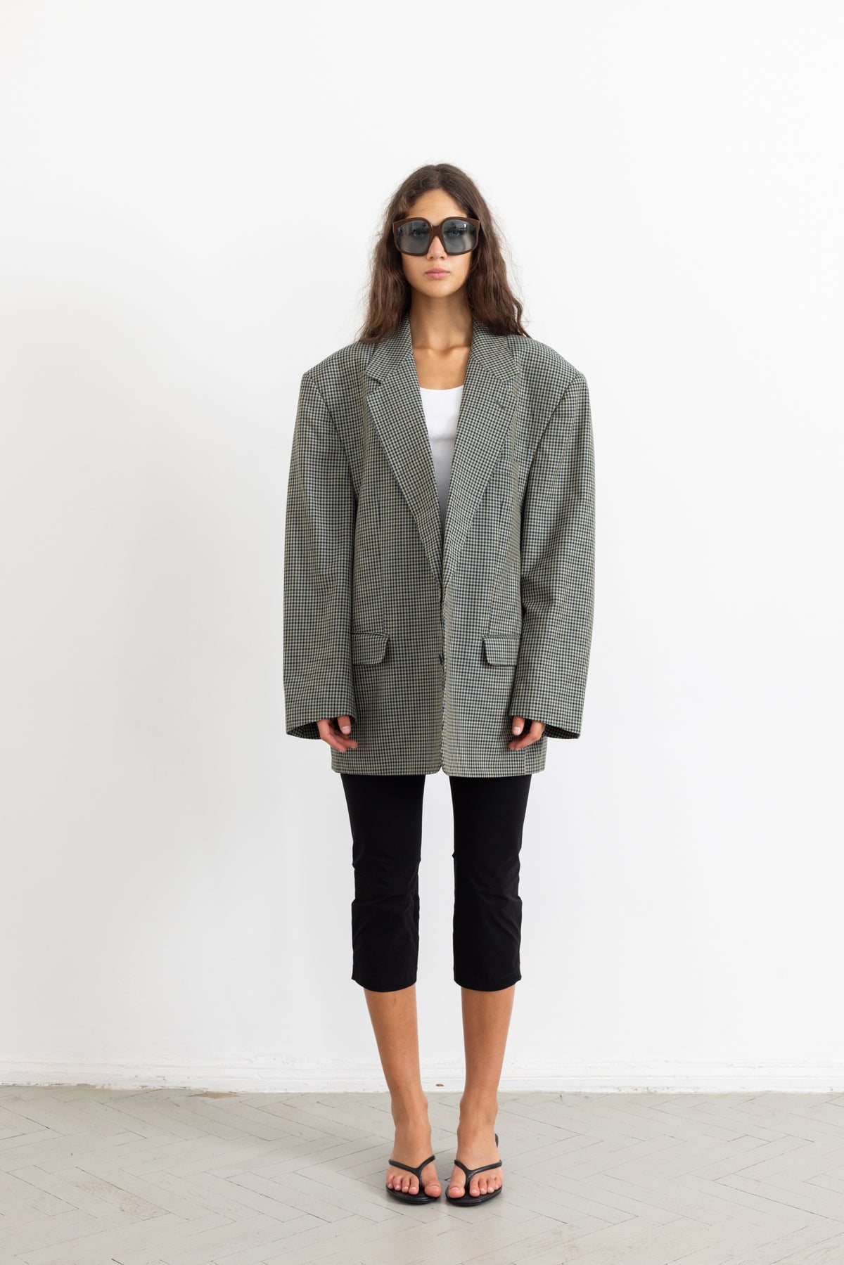 Vintage Green Blue Houndstooth Blazer