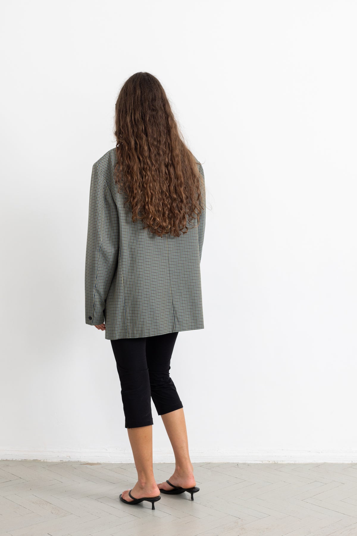 Vintage Green Blue Houndstooth Blazer