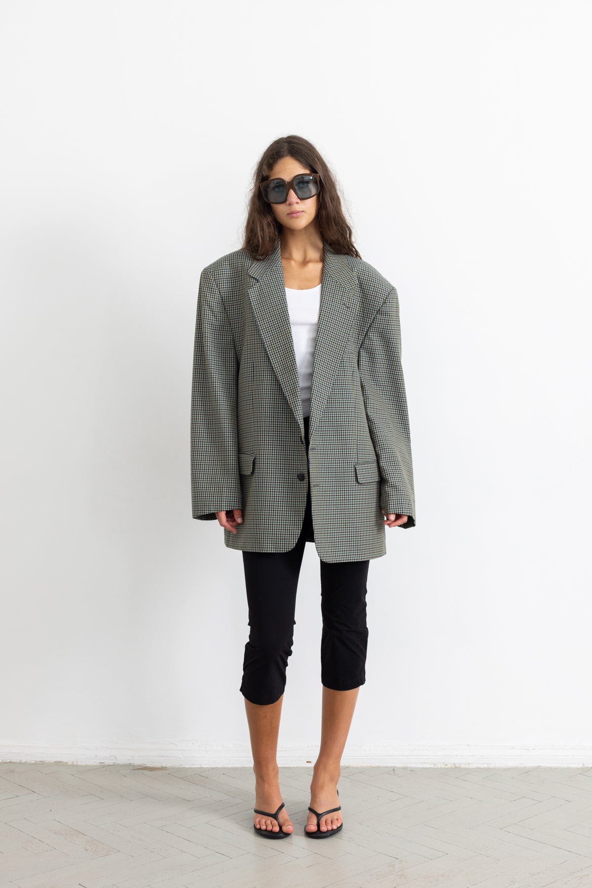 Vintage Green Blue Houndstooth Blazer