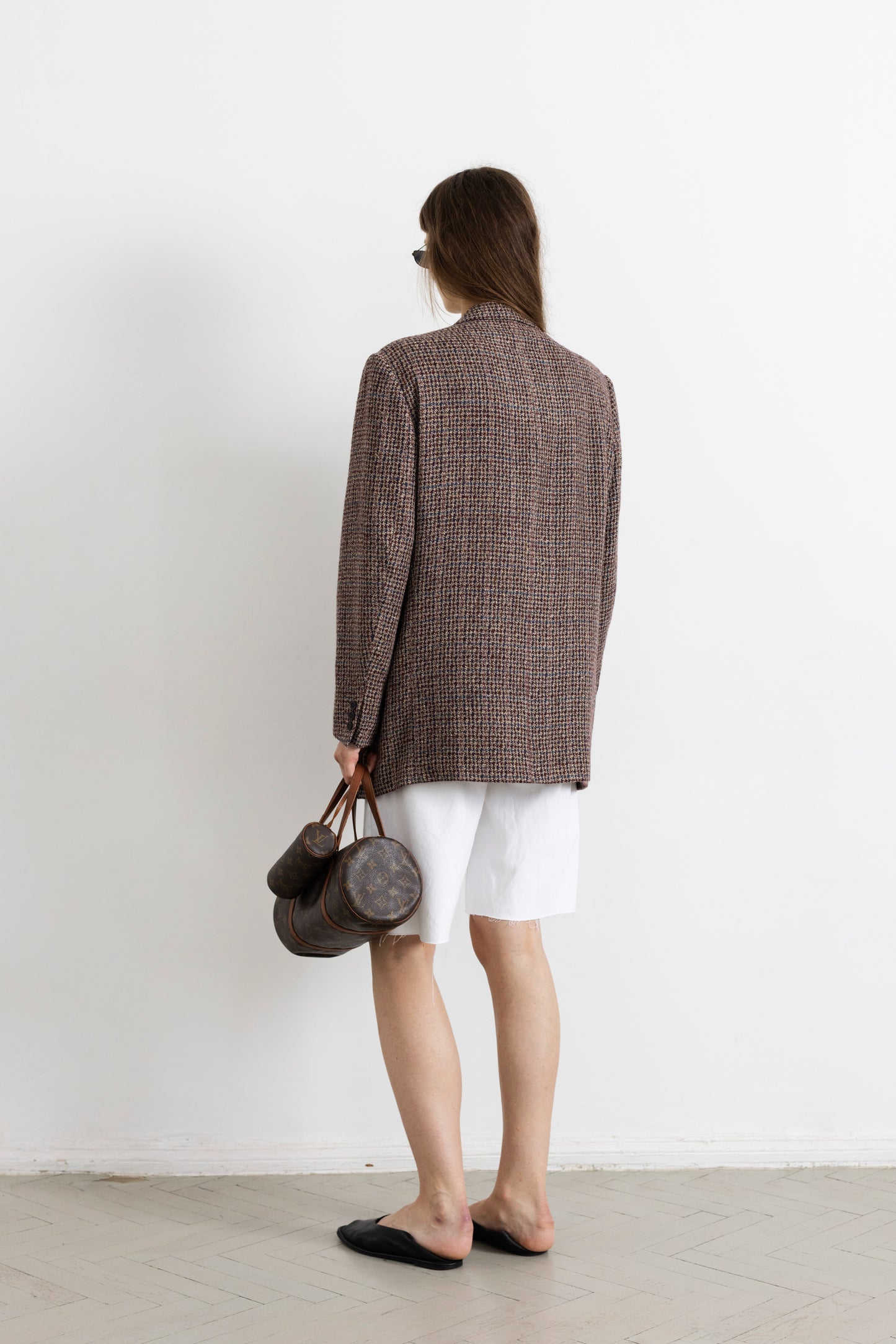 Vintage Plum Houndstooth Wool Blazer