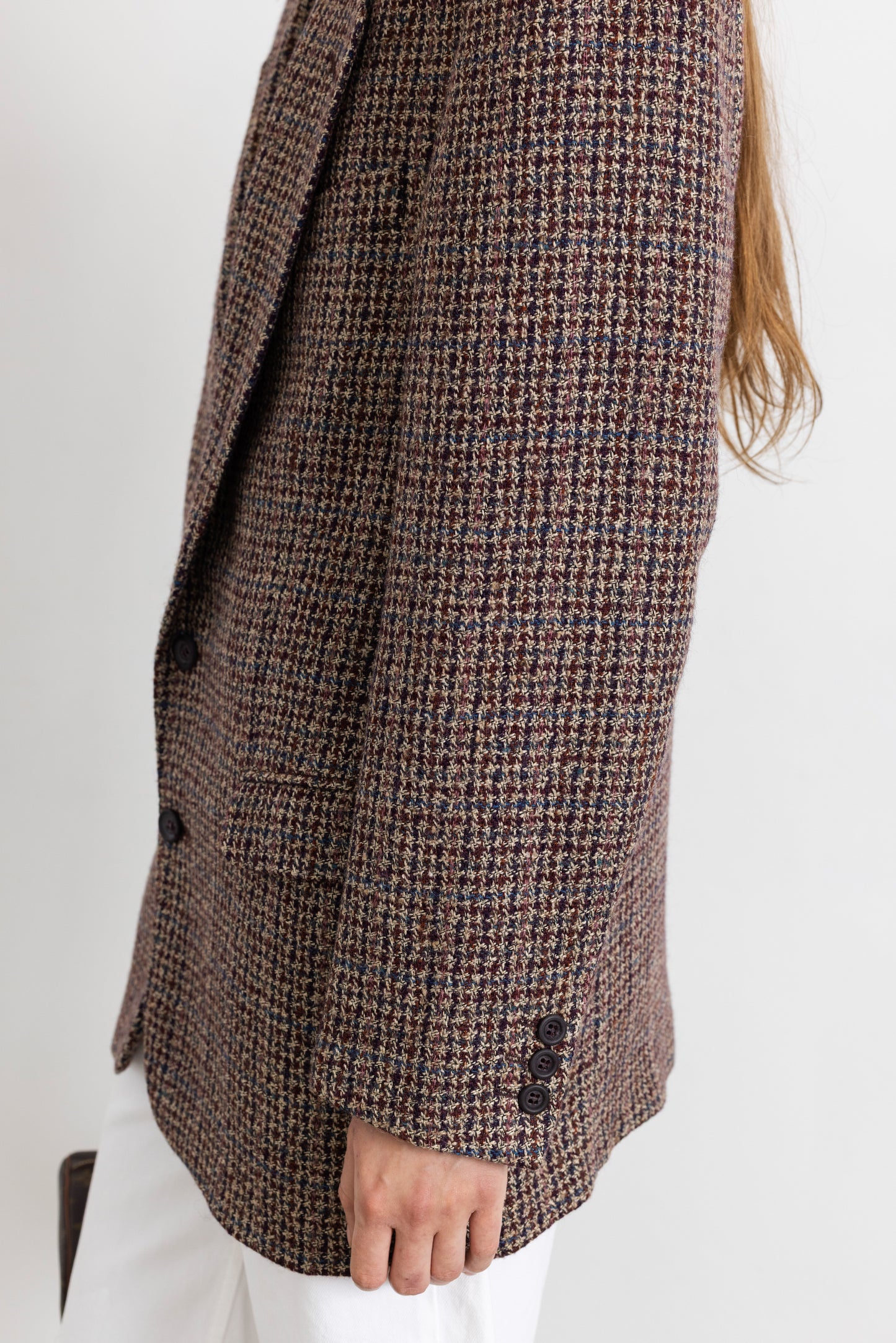 Vintage Plum Houndstooth Wool Blazer