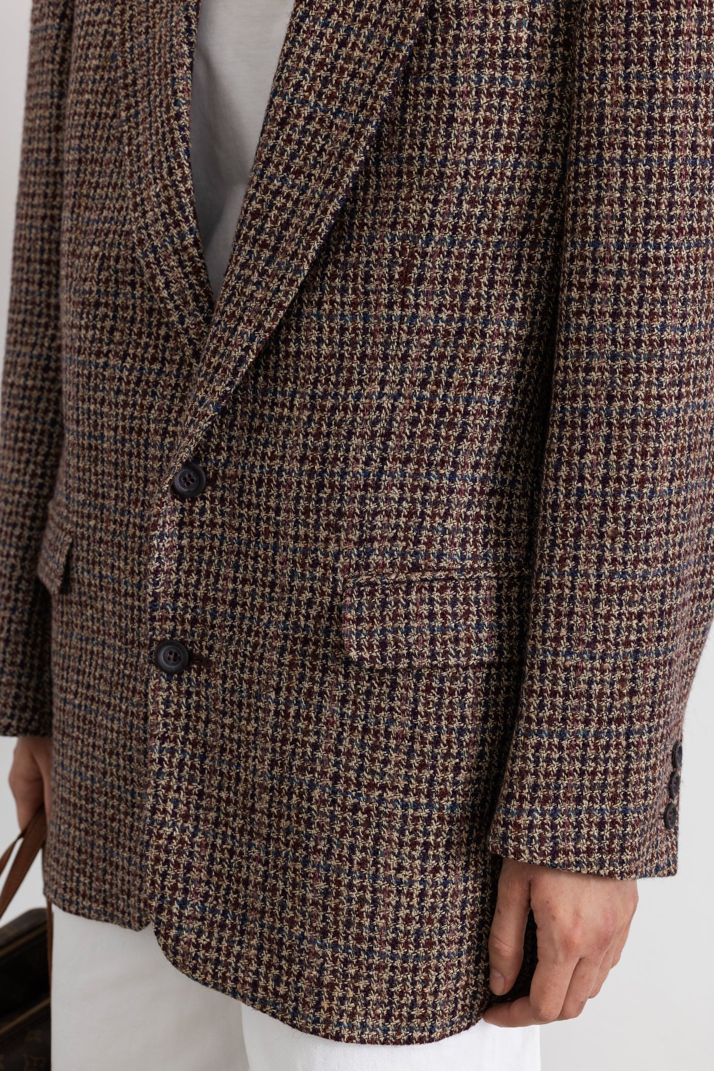 Vintage Plum Houndstooth Wool Blazer