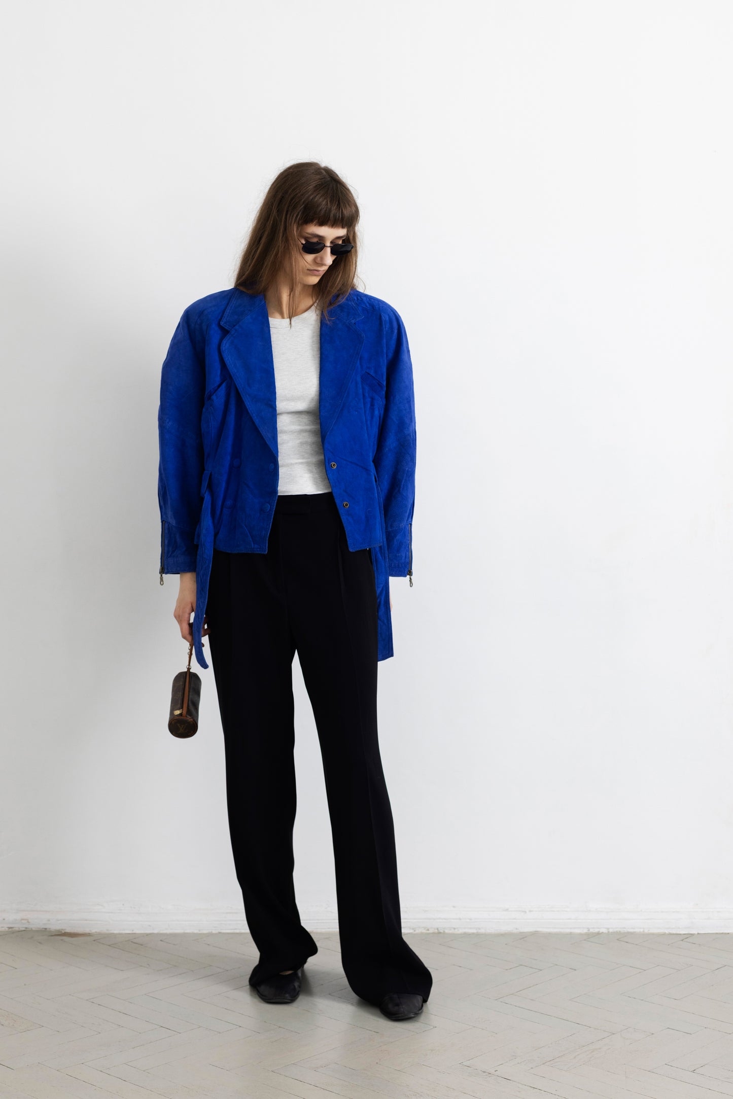 Vintage Indigo Blue Suede Leather Jacket