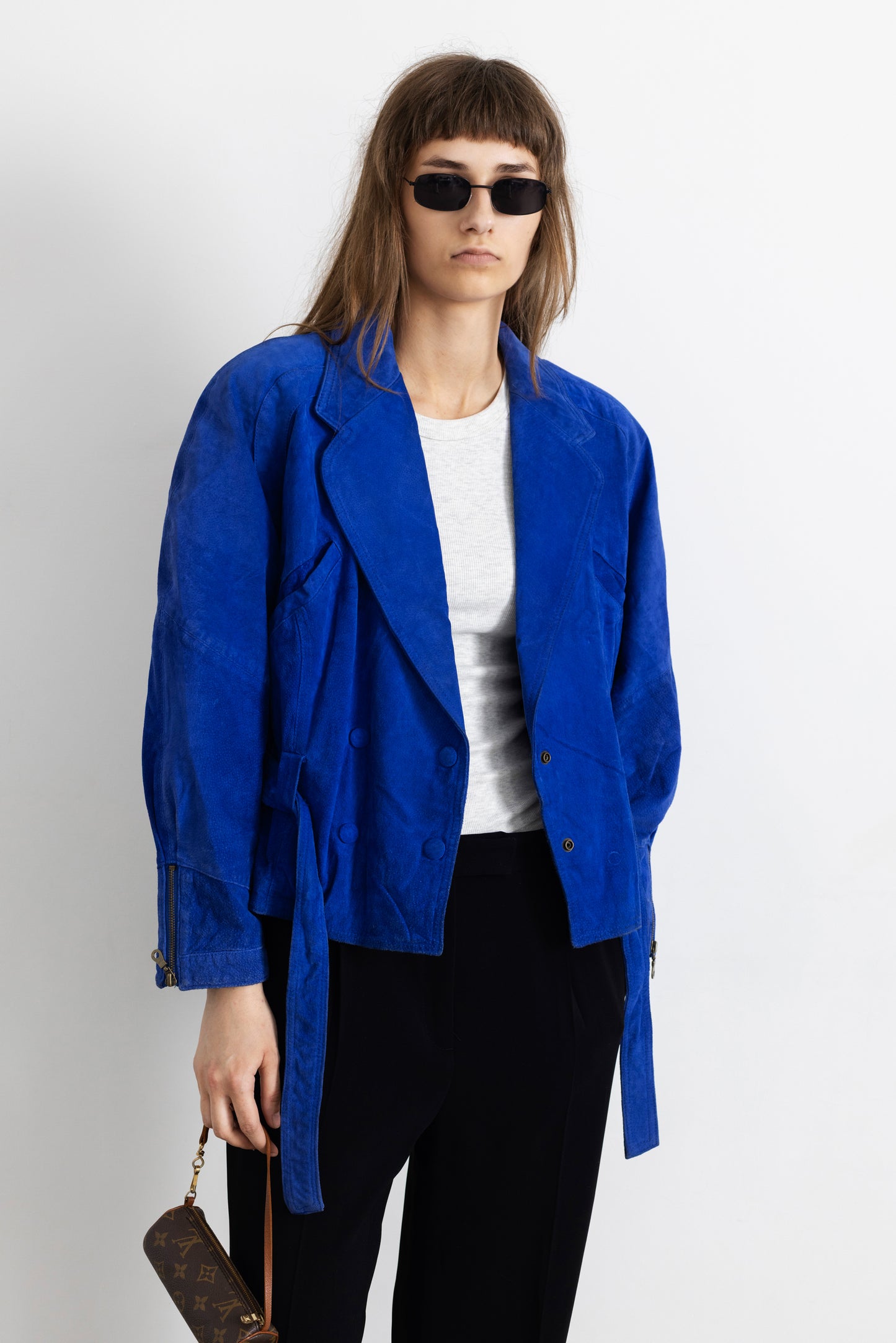 Vintage Indigo Blue Suede Leather Jacket
