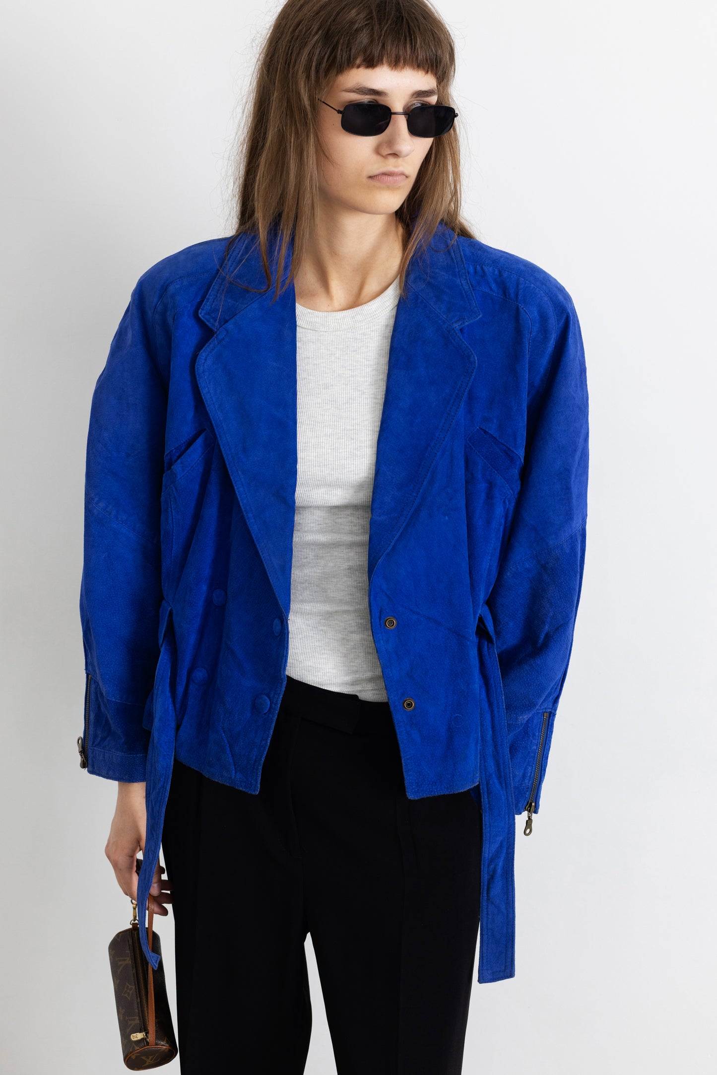 Vintage Indigo Blue Suede Leather Jacket
