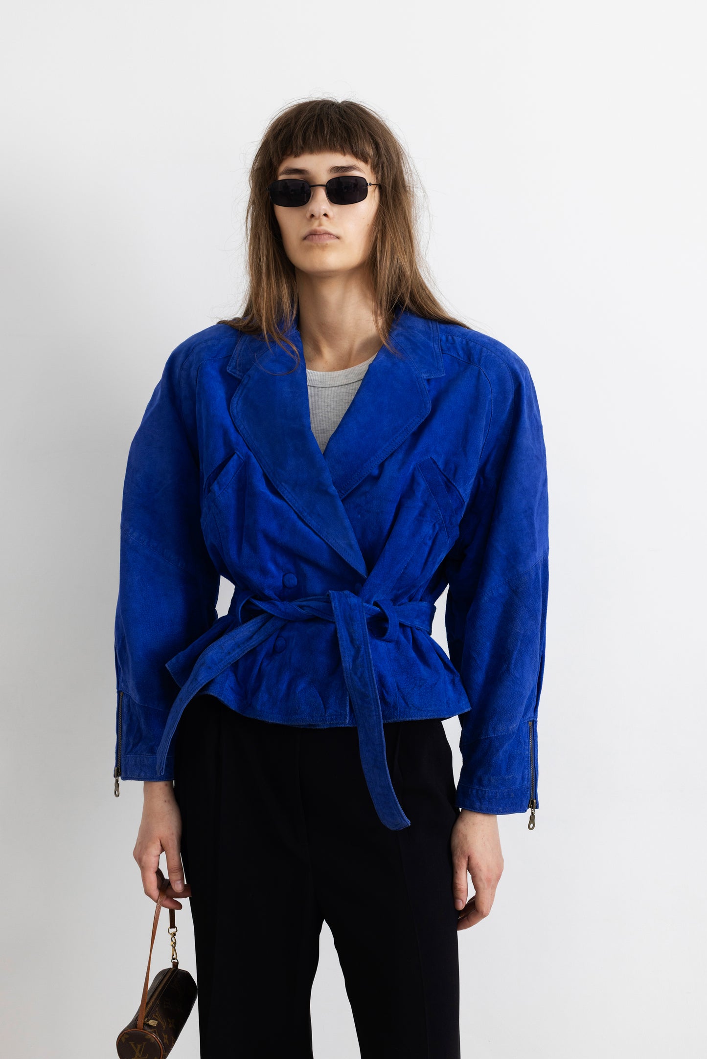 Vintage Indigo Blue Suede Leather Jacket