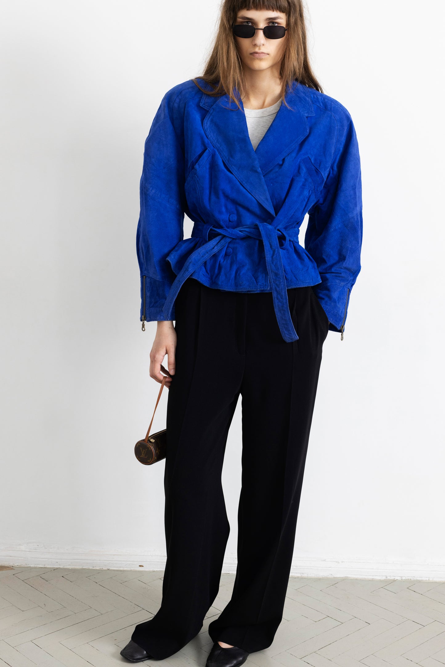 Vintage Indigo Blue Suede Leather Jacket