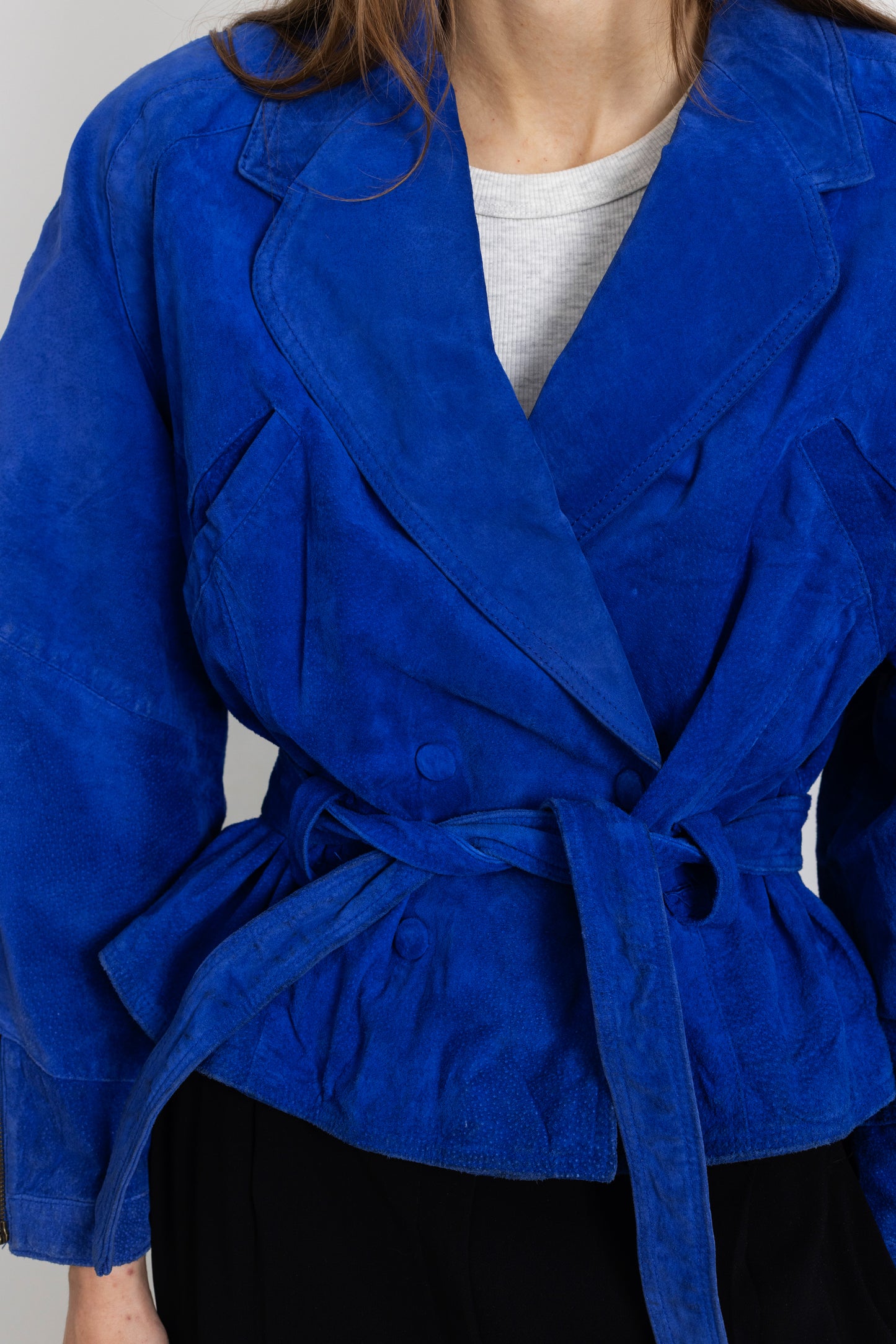 Vintage Indigo Blue Suede Leather Jacket