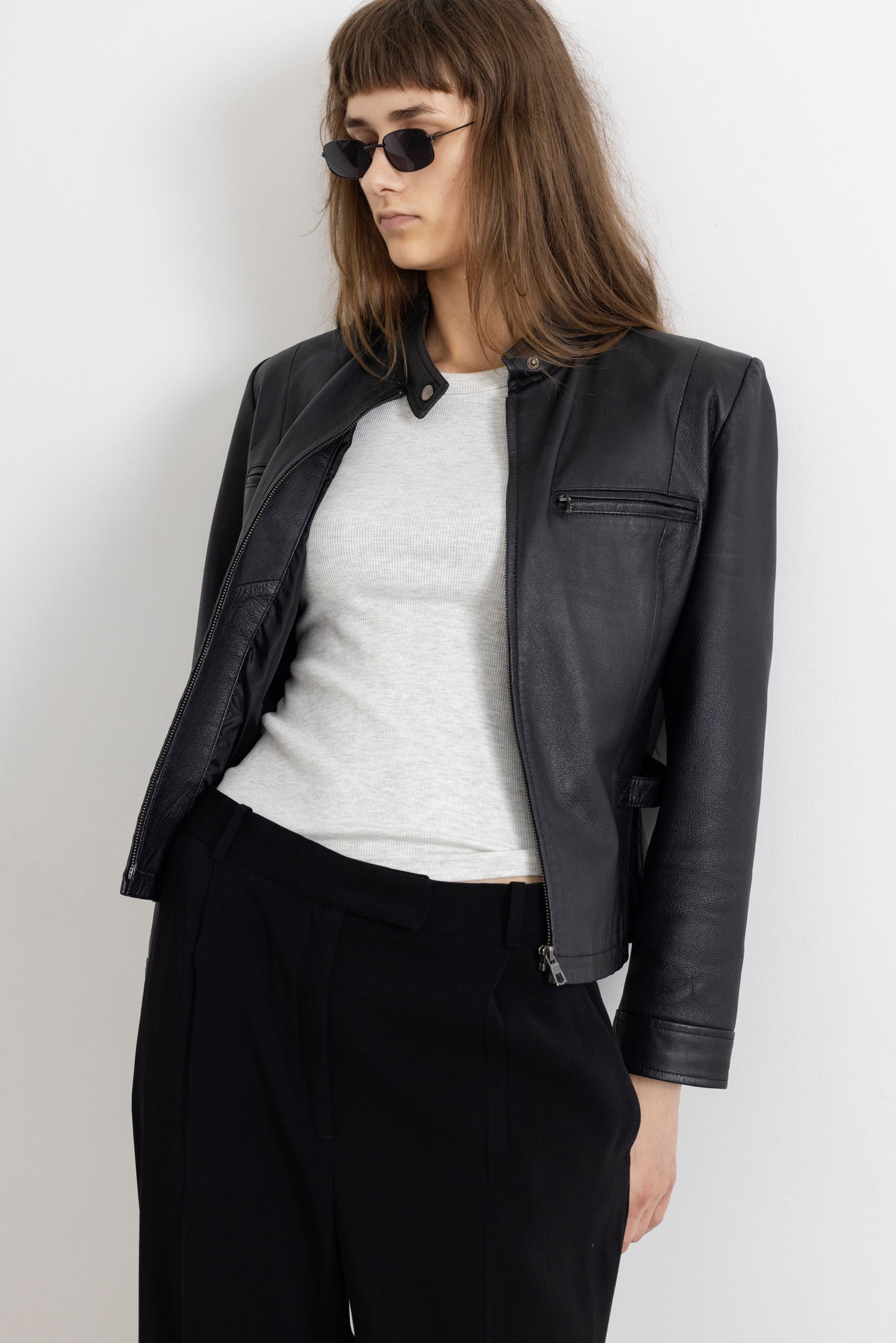 Vintage Black Leather Racer Jacket