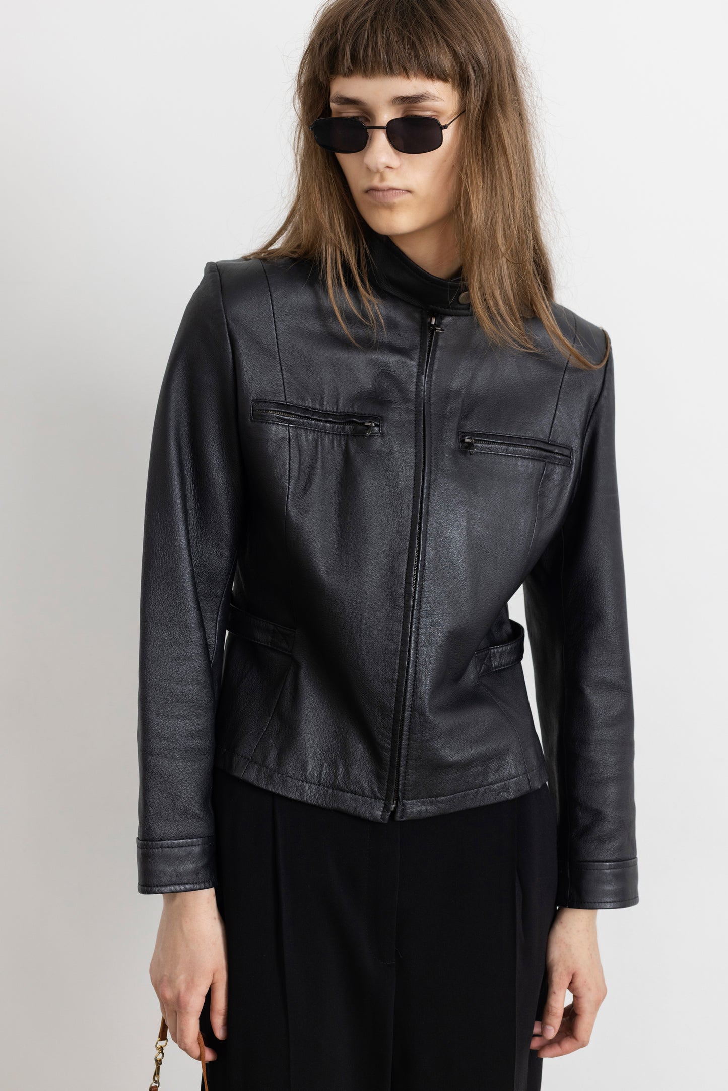 Vintage Black Leather Racer Jacket