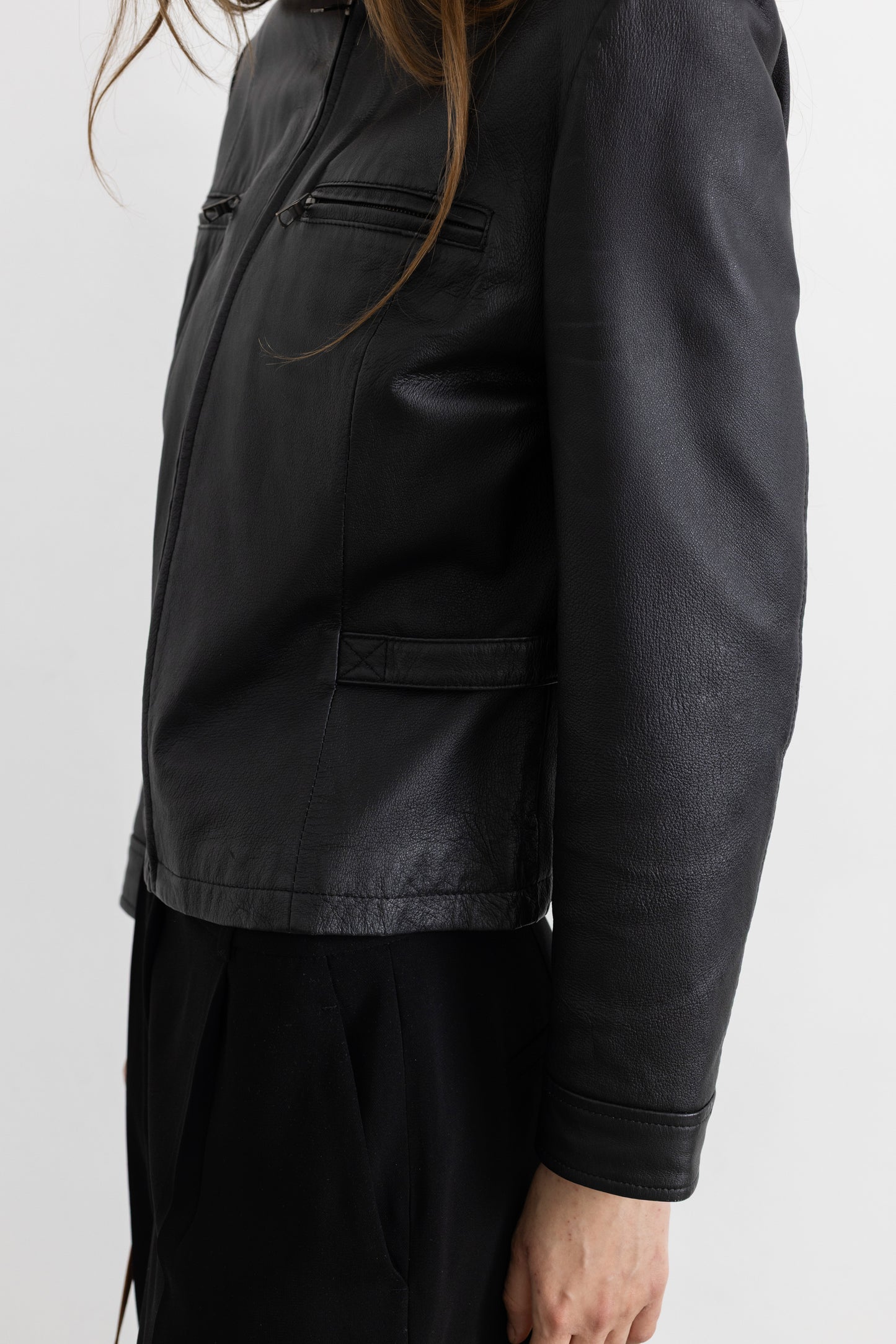 Vintage Black Leather Racer Jacket
