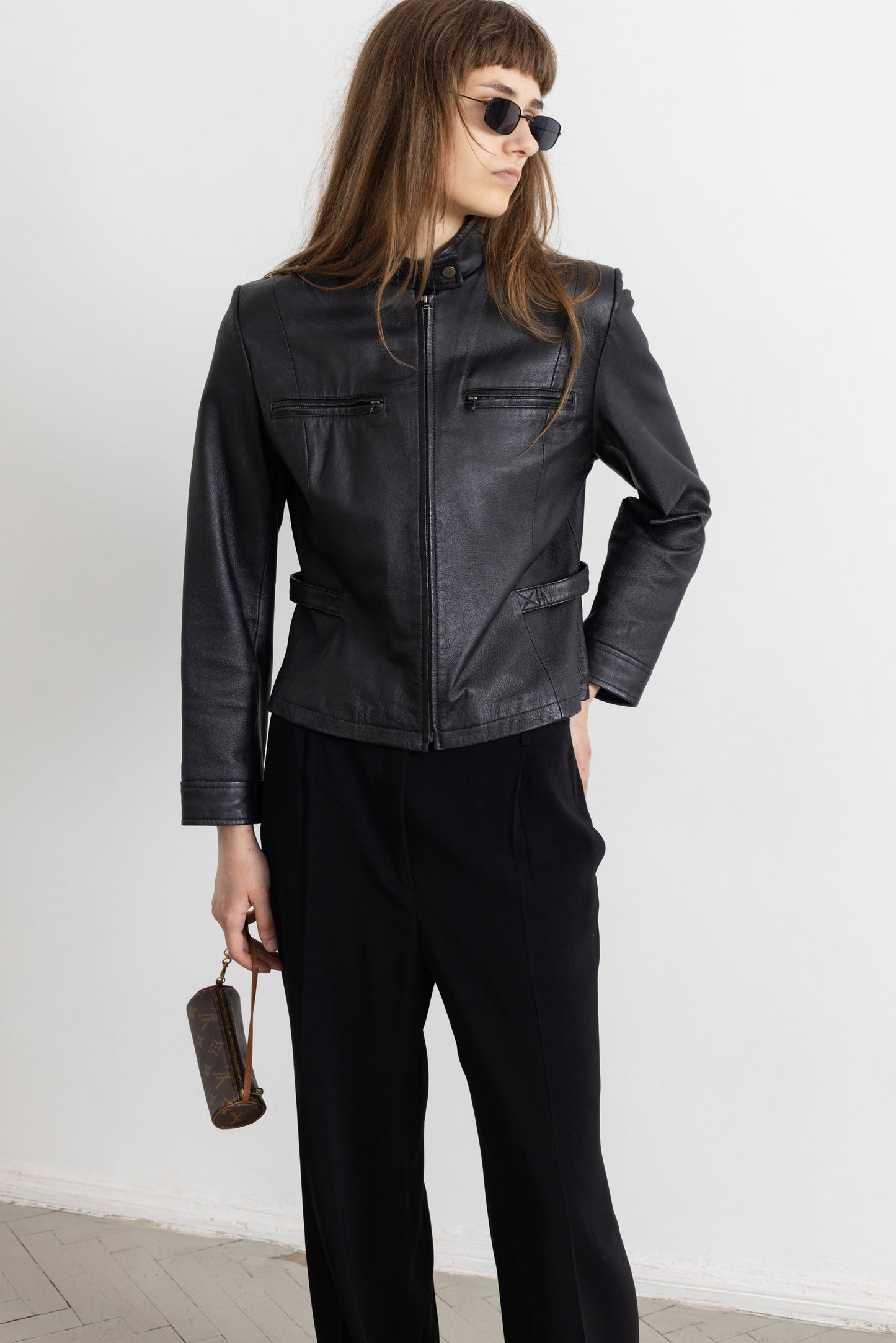 Vintage Black Leather Racer Jacket