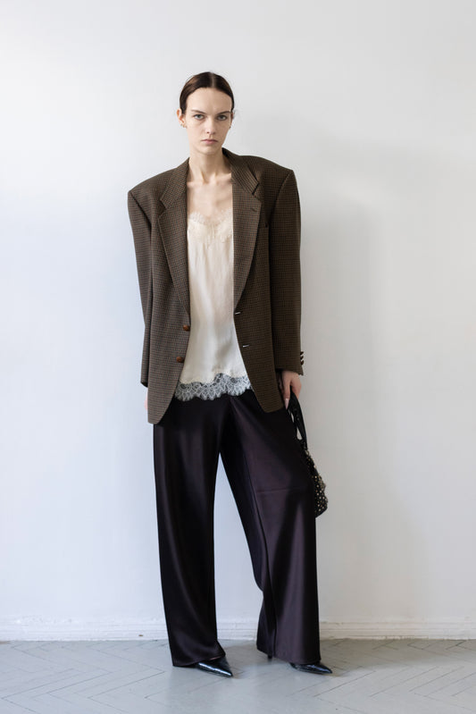 Vintage Brown Houndstooth 100% Wool Blazer