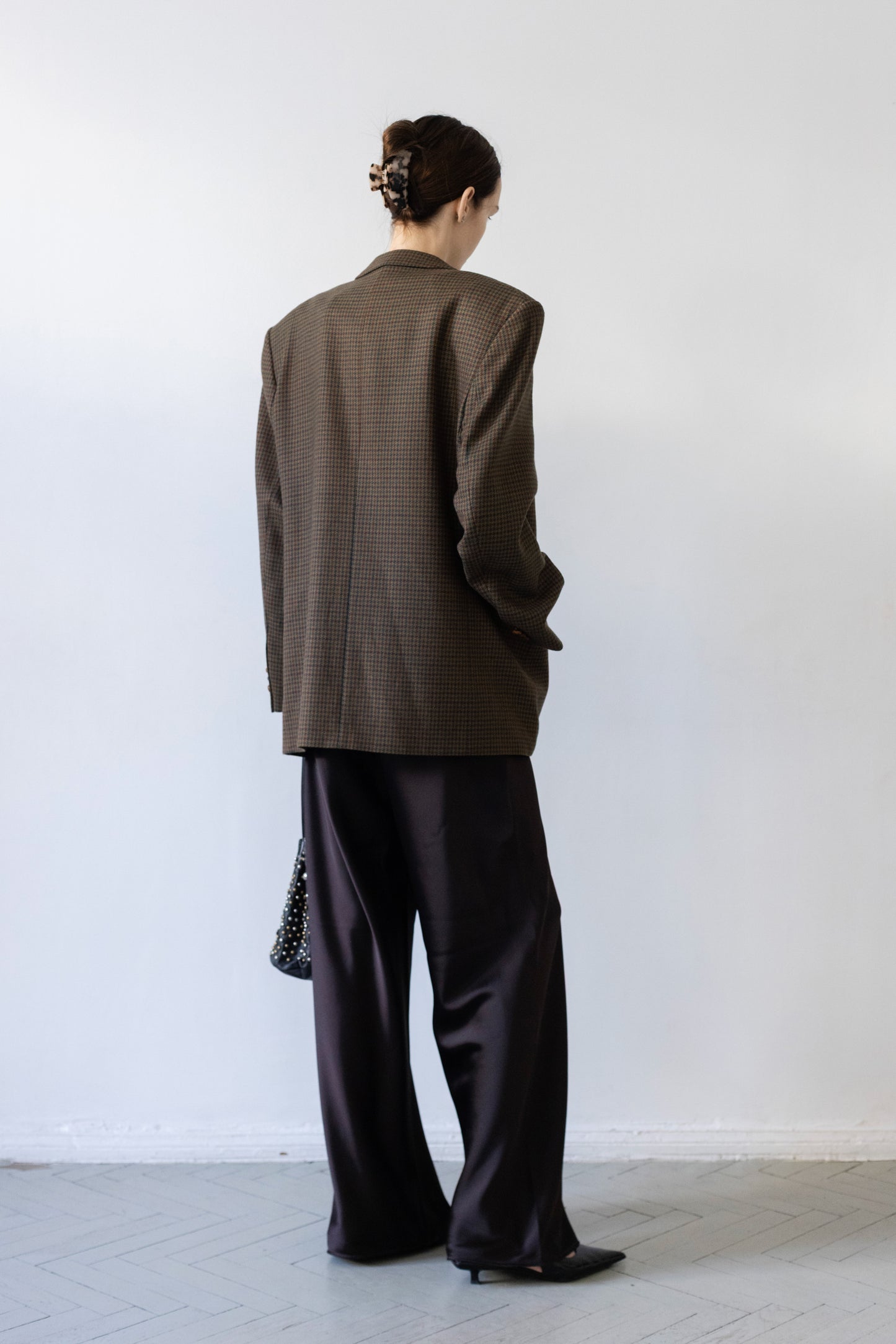 Vintage Brown Houndstooth 100% Wool Blazer
