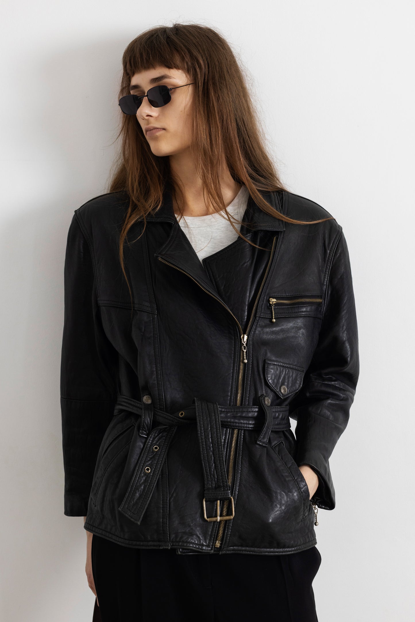Vintage Black Soft Leather Biker Jacket