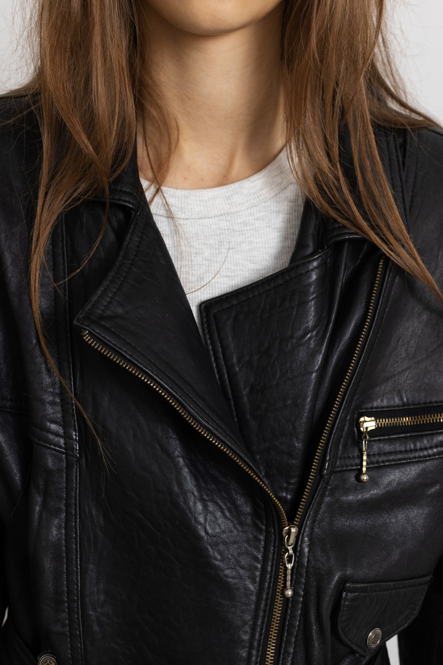 Vintage Black Soft Leather Biker Jacket