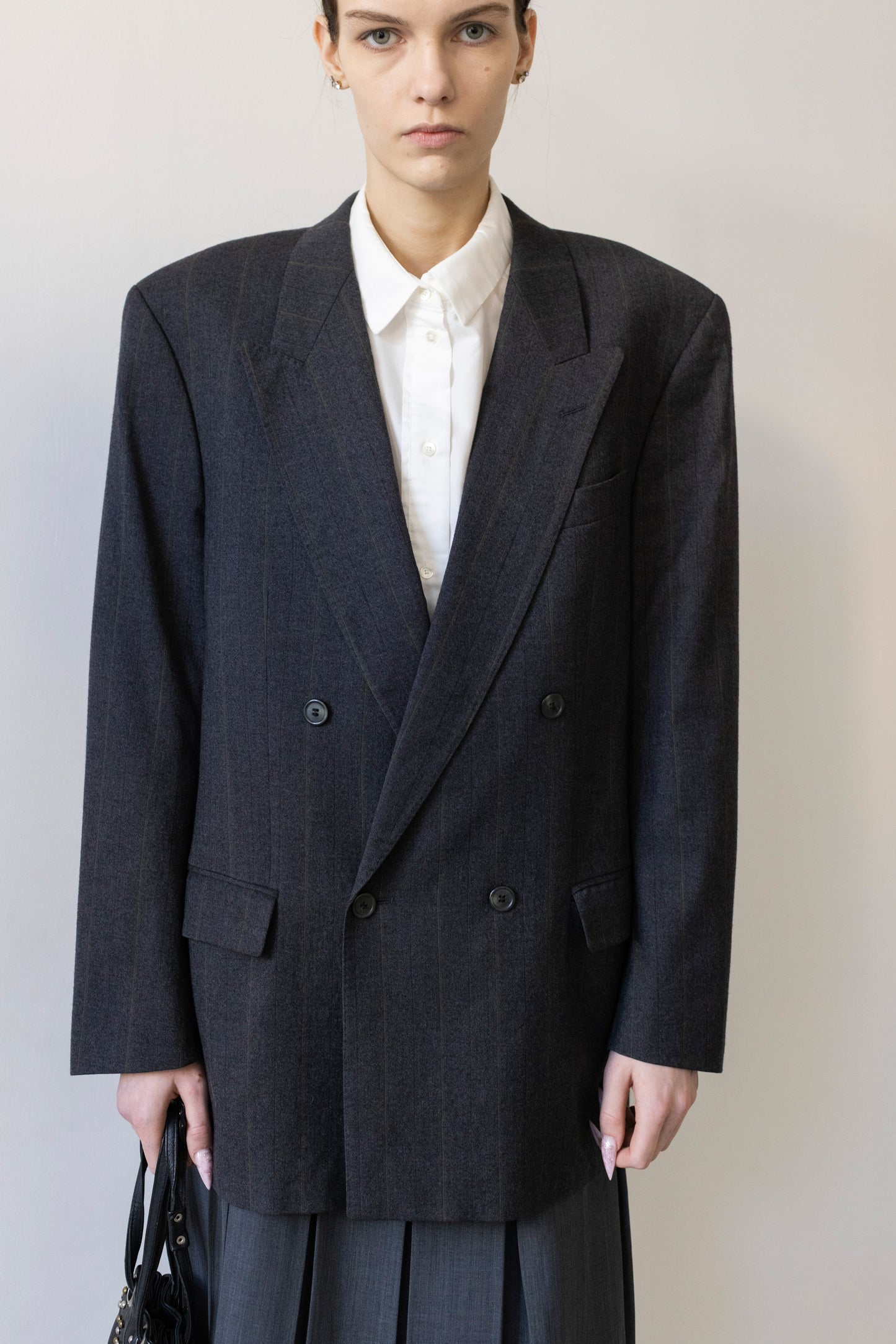 Vintage Cerruti 1881 Grey Striped 100% Wool Blazer