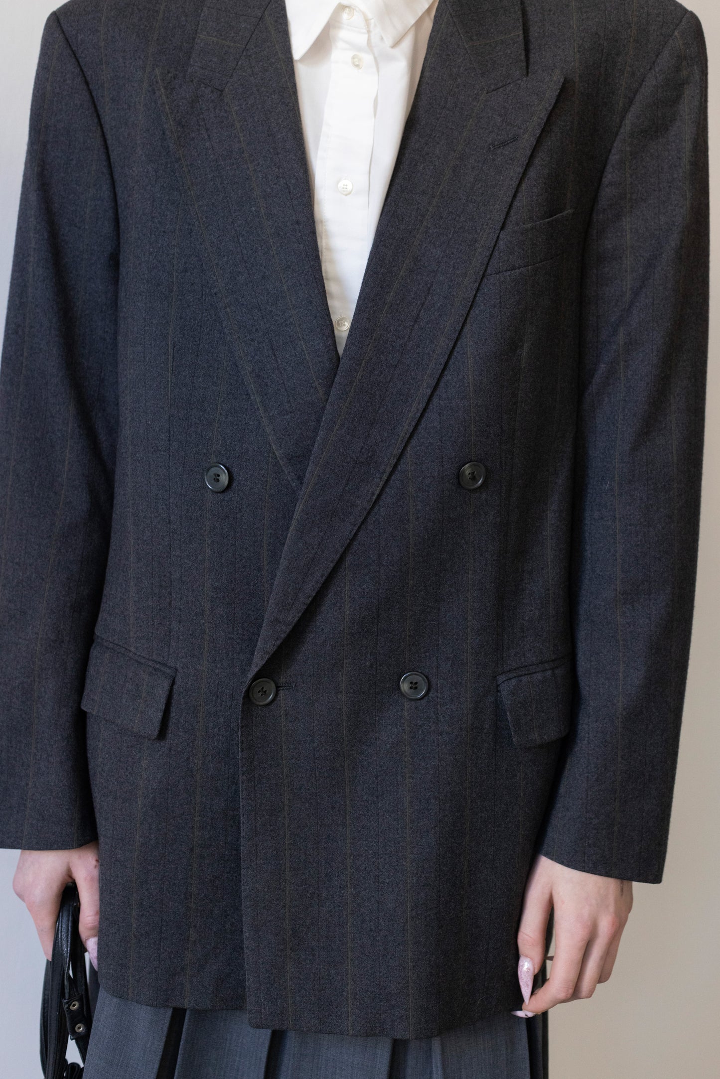 Vintage Cerruti 1881 Grey Striped 100% Wool Blazer