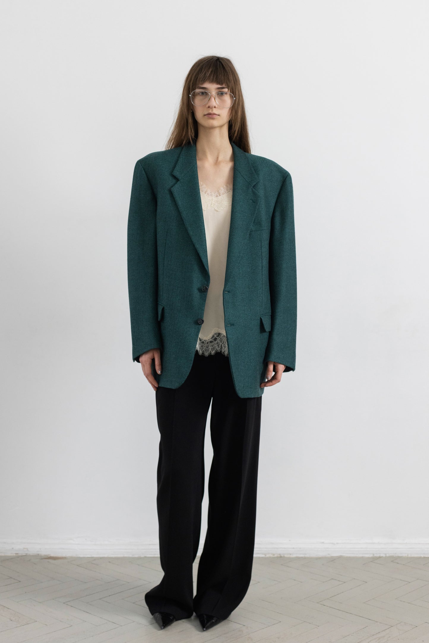 Vintage Cerruti 1881 Chevron Cashmere Wool Blazer