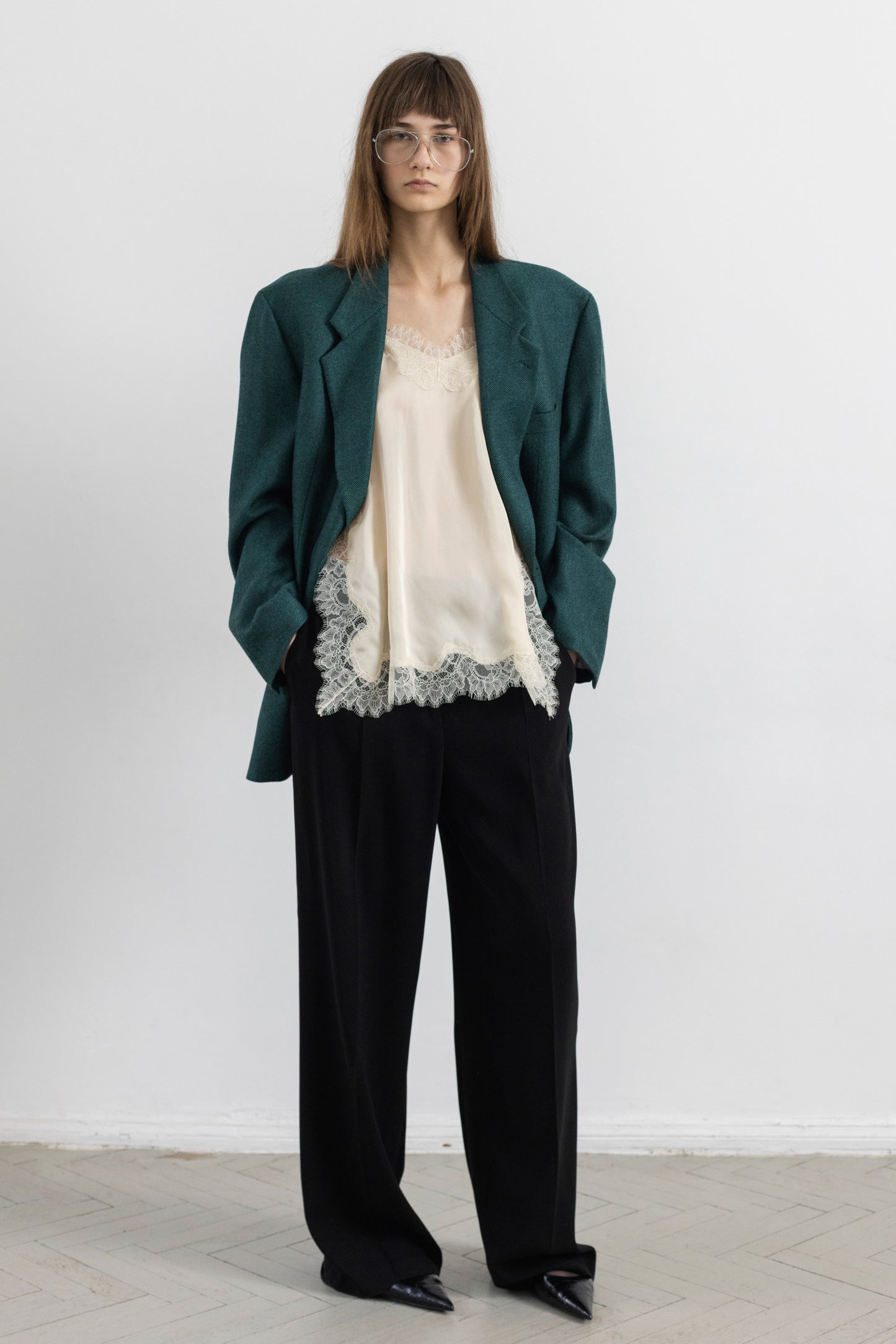 Vintage Cerruti 1881 Chevron Cashmere Wool Blazer