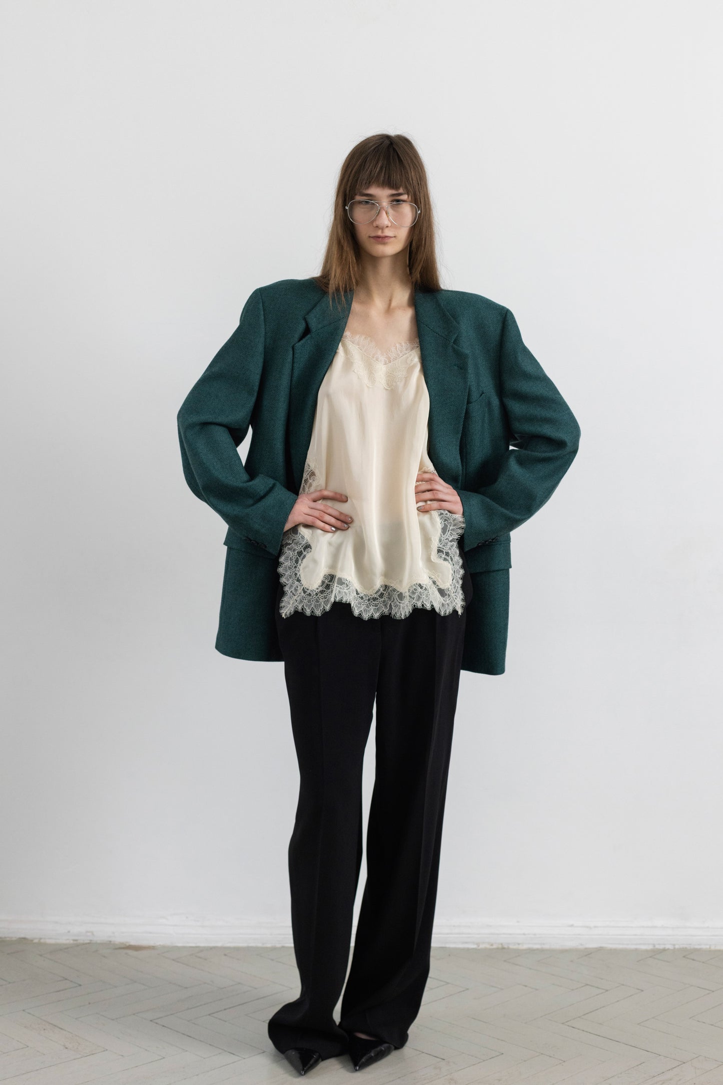 Vintage Cerruti 1881 Chevron Cashmere Wool Blazer